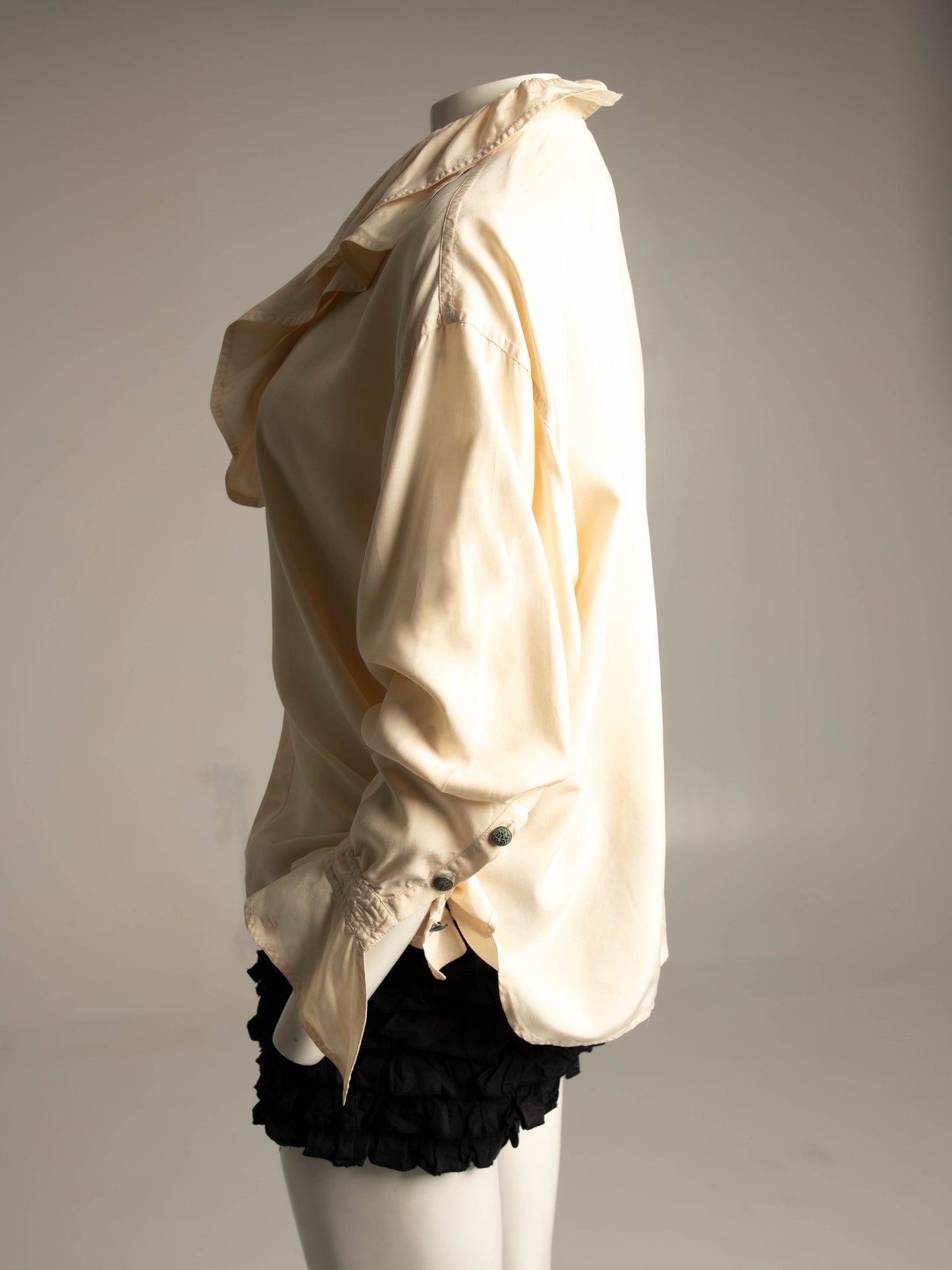 Workers for Freedom A/W 1991 Cream Silk Romantic Ruffle Blouse