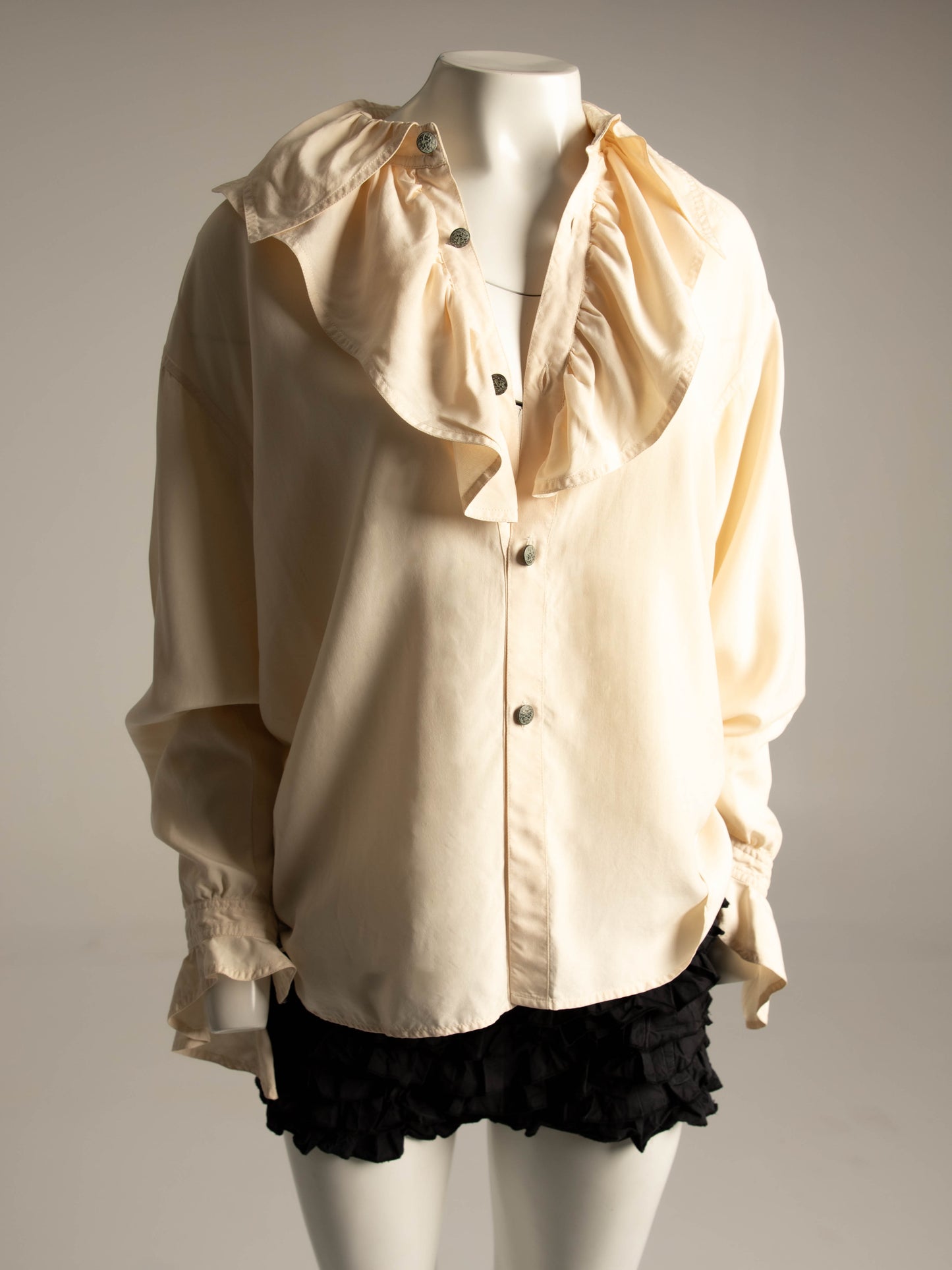 Workers for Freedom A/W 1991 Cream Silk Romantic Ruffle Blouse