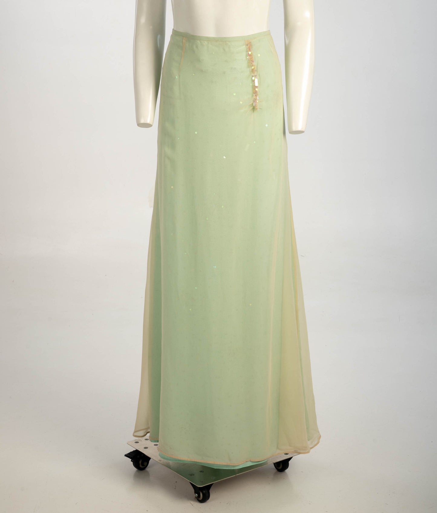 Lecoanet Hemant Couture Pale Green Silk Skirt