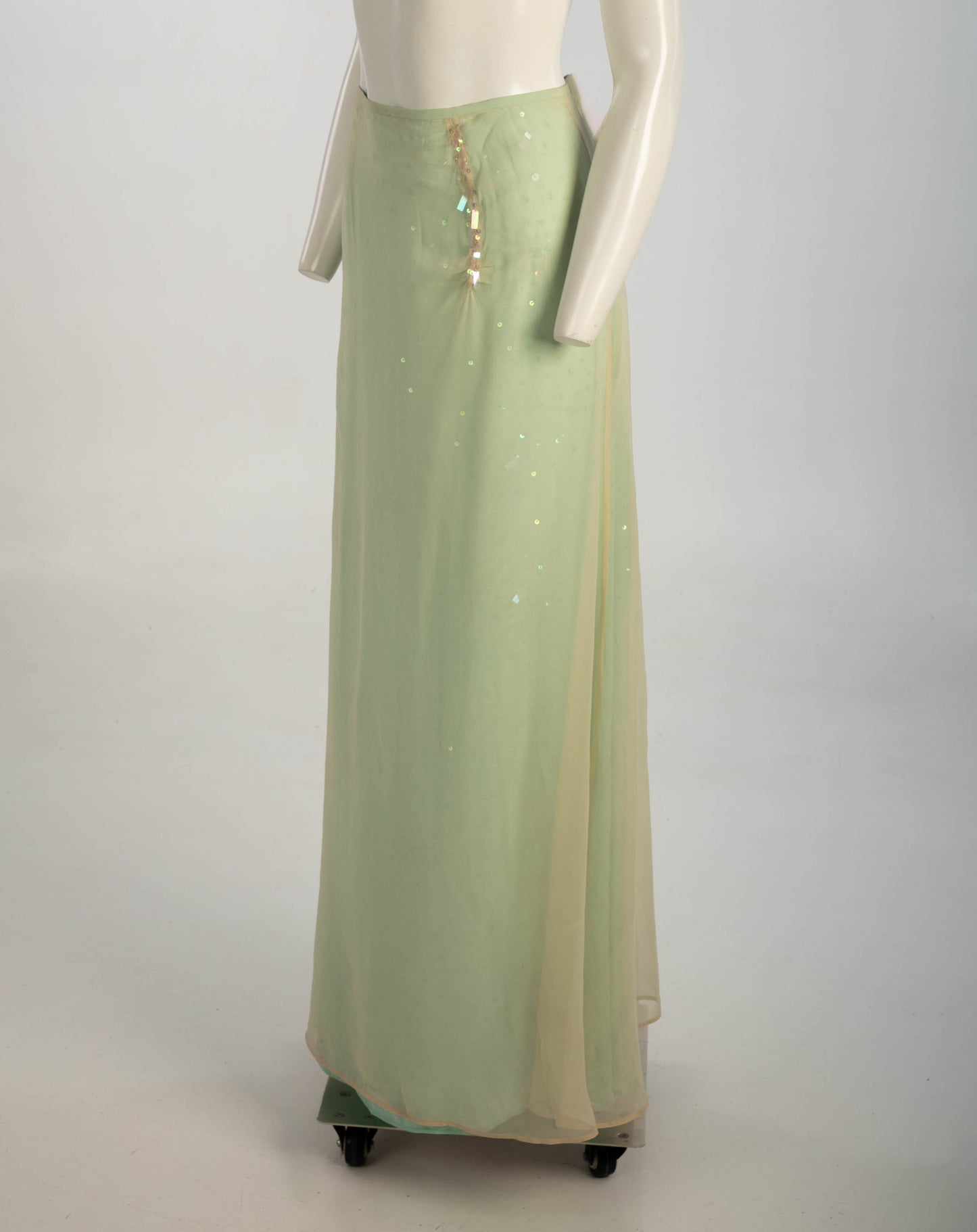 Lecoanet Hemant Couture Pale Green Silk Skirt