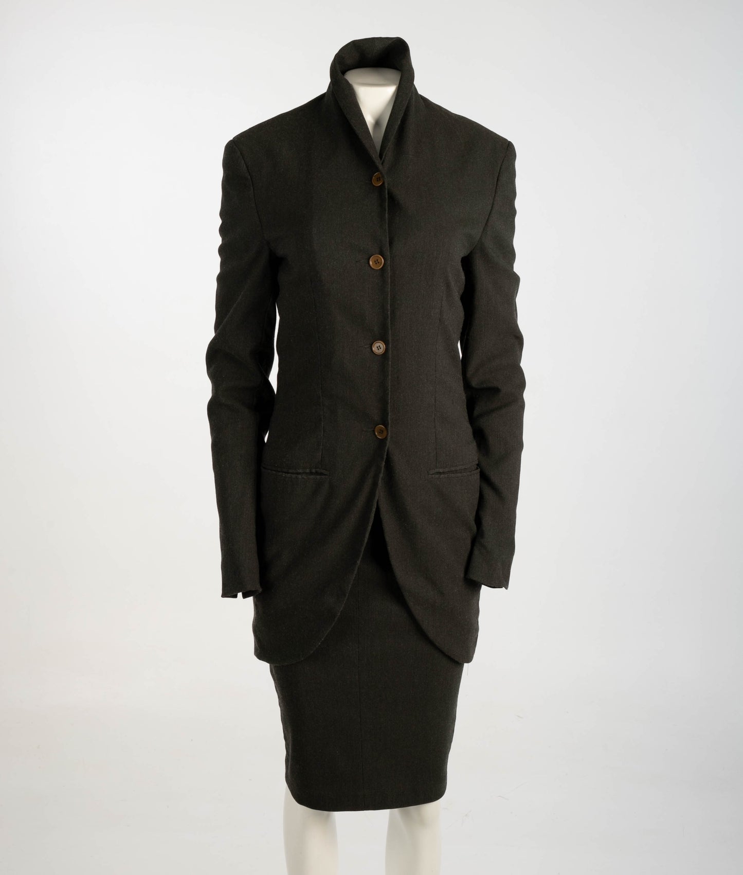 Romeo Gigli A/W 1987 Dark Grey Wool Skirt Suit