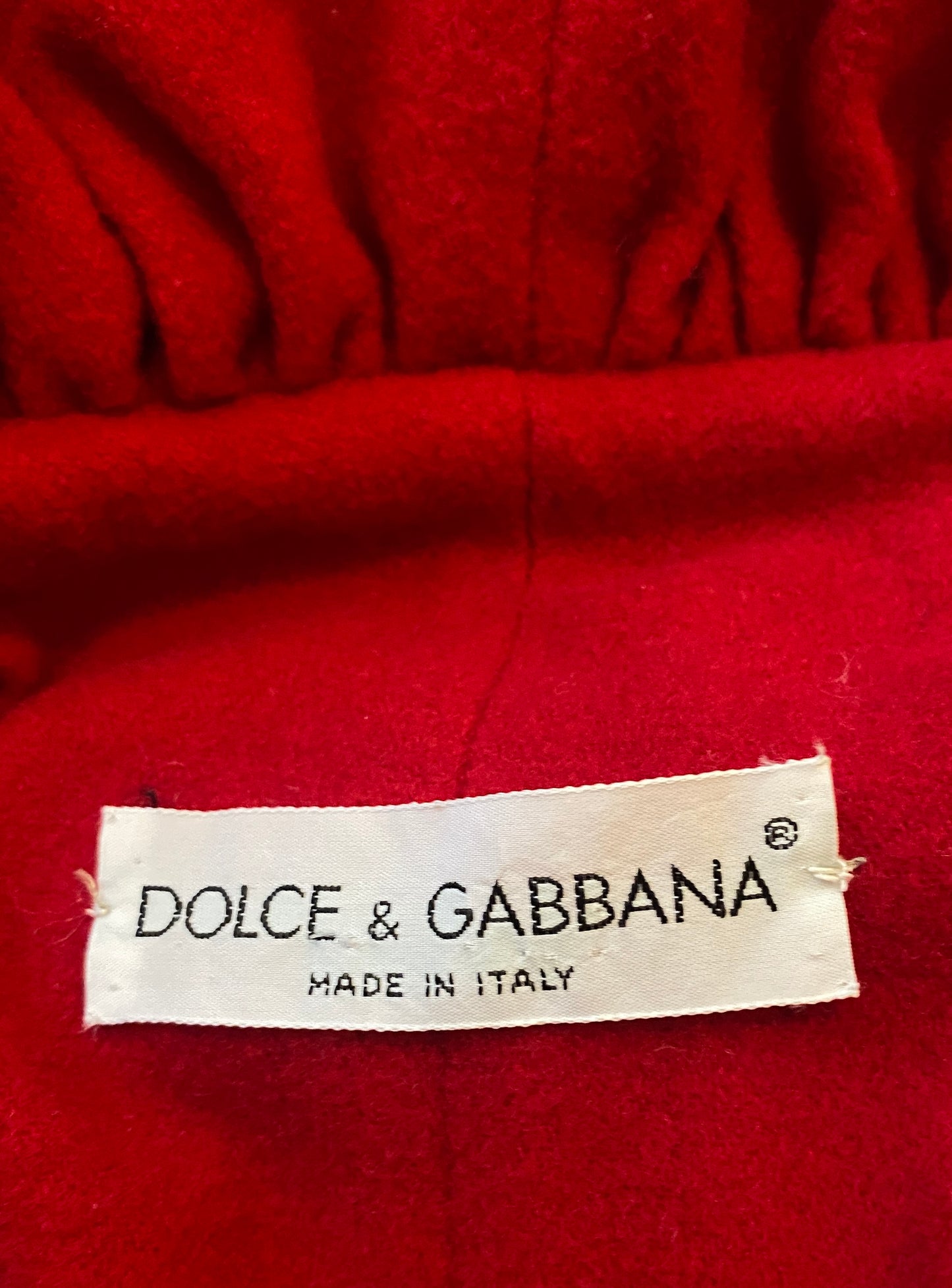 Dolce & Gabbana 1991 Red Wool Oversize Coat