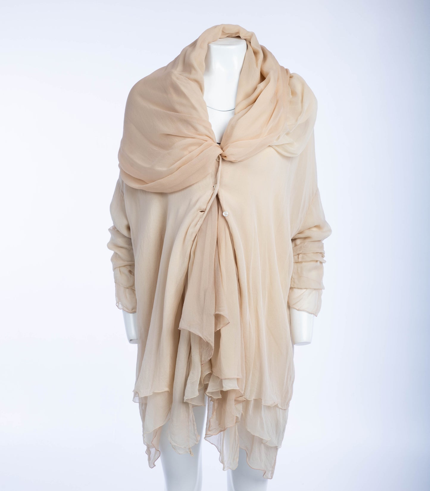 Dolce & Gabbana Cream and Blush Layered Silk Scarf Blouse
