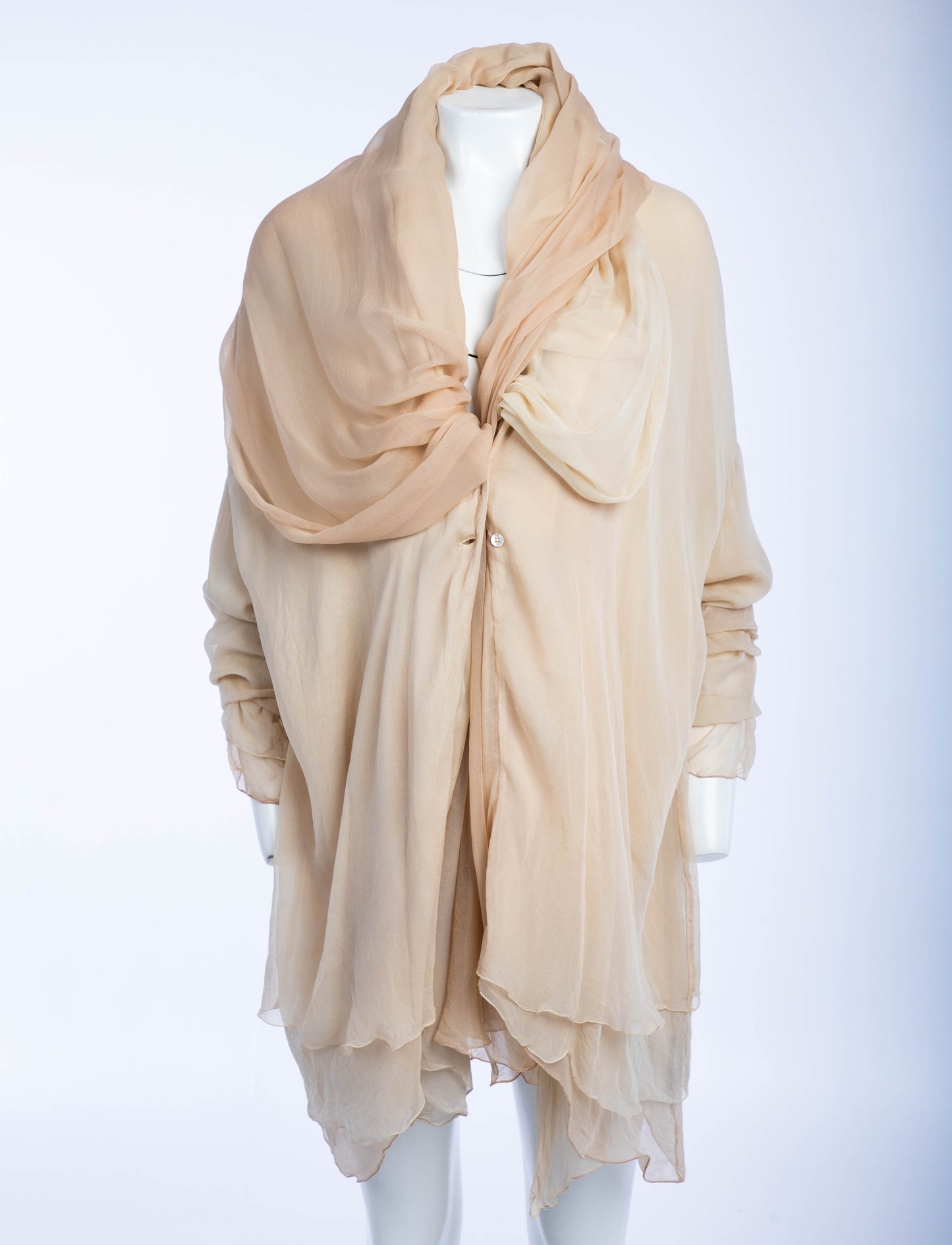 Dolce & Gabbana Cream and Blush Layered Silk Scarf Blouse