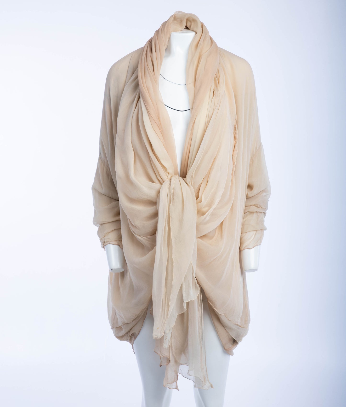 Dolce & Gabbana Cream and Blush Layered Silk Scarf Blouse