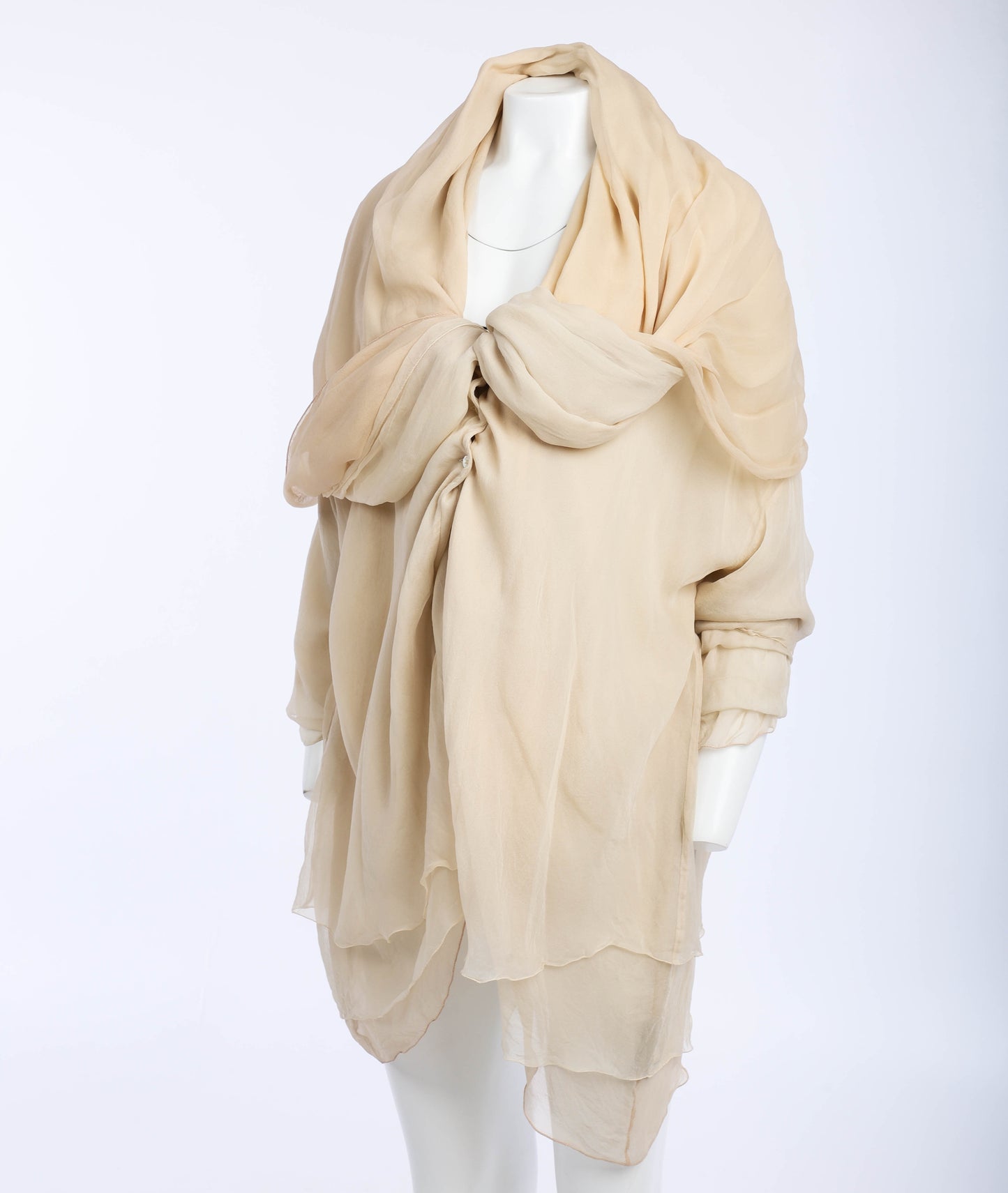 Dolce & Gabbana Cream and Blush Layered Silk Scarf Blouse
