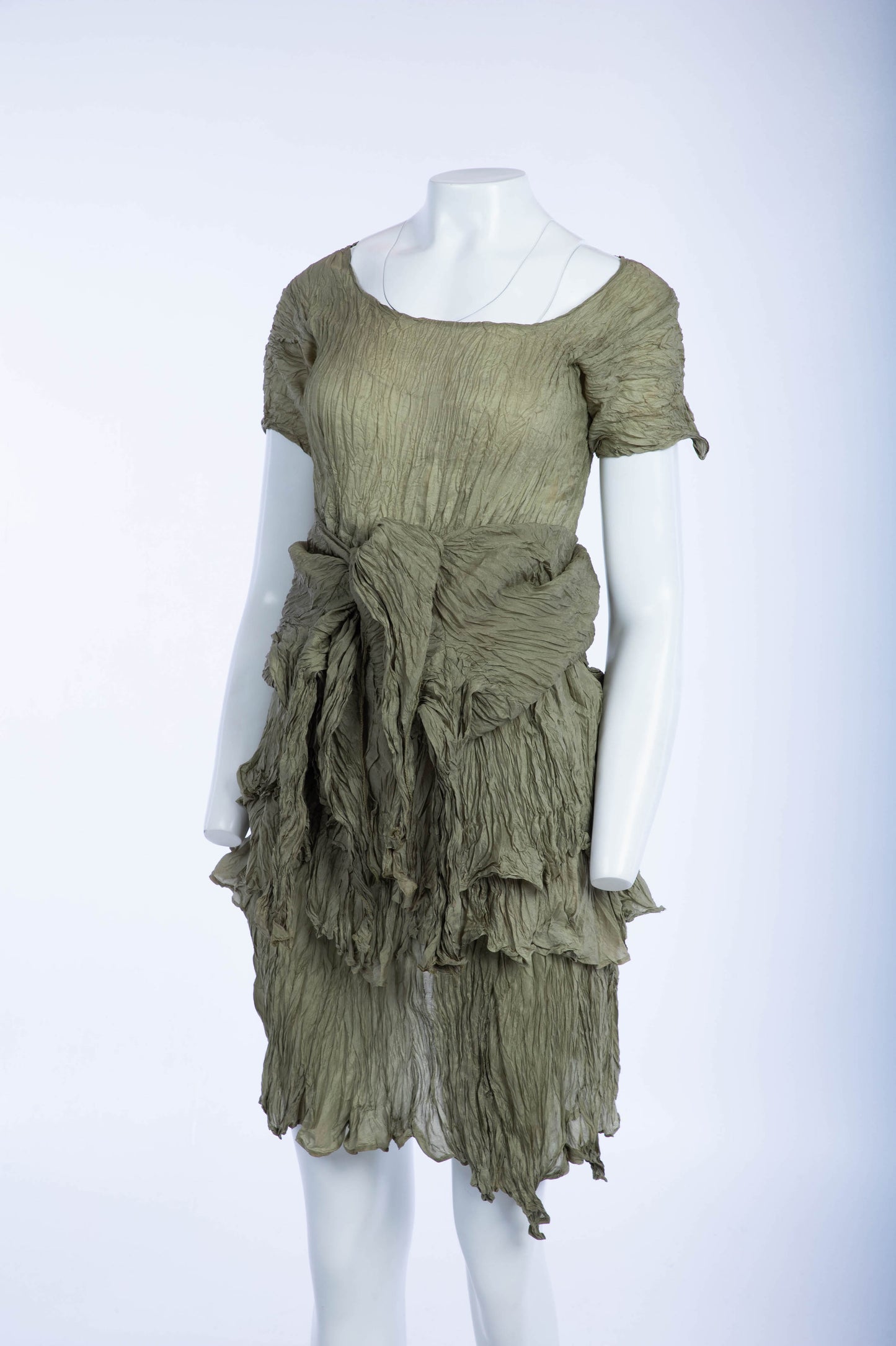 Holly Lueders Sage Green Crinkle Silk Layered 'Caryatid' Set