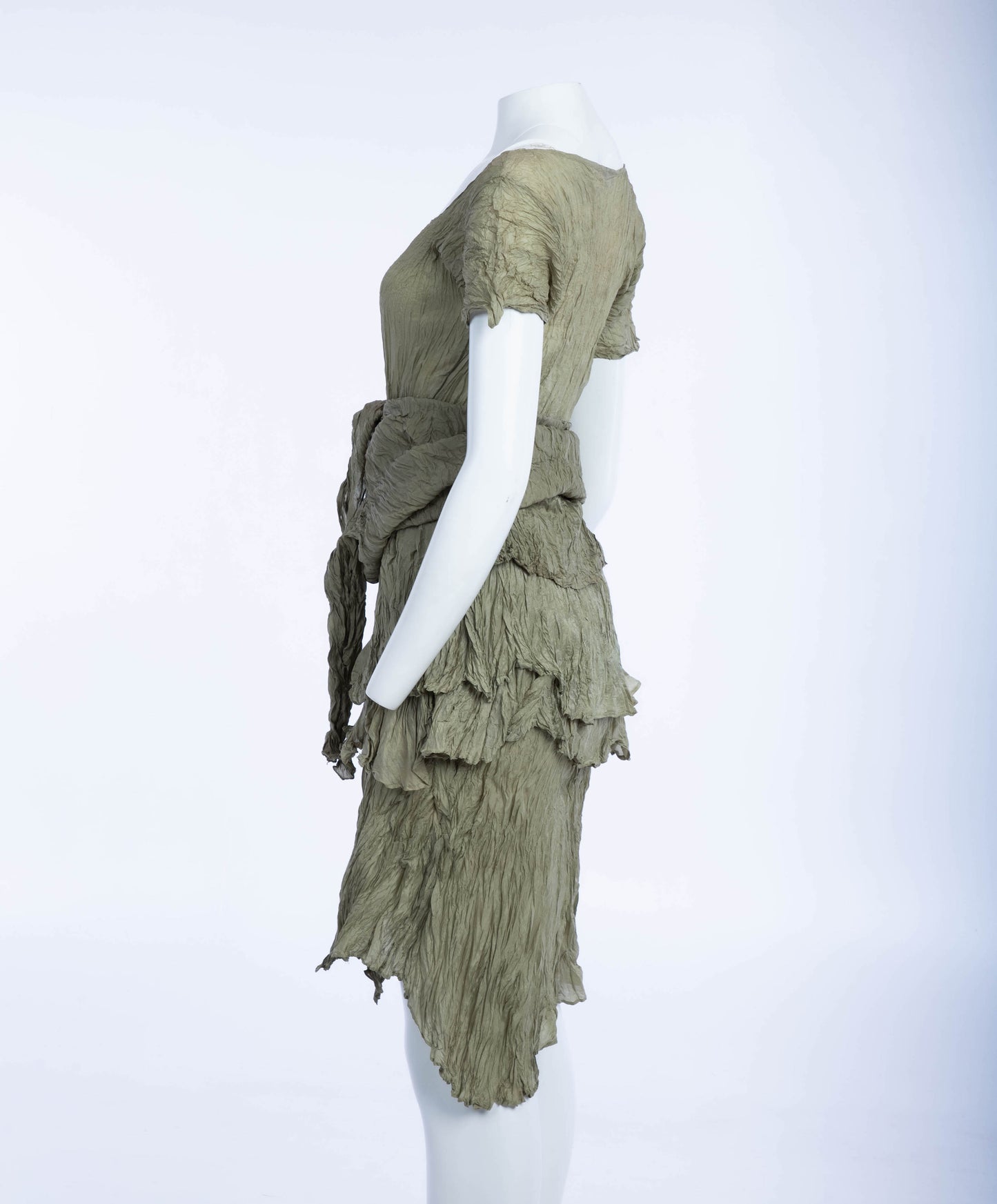 Holly Lueders Sage Green Crinkle Silk Layered 'Caryatid' Set