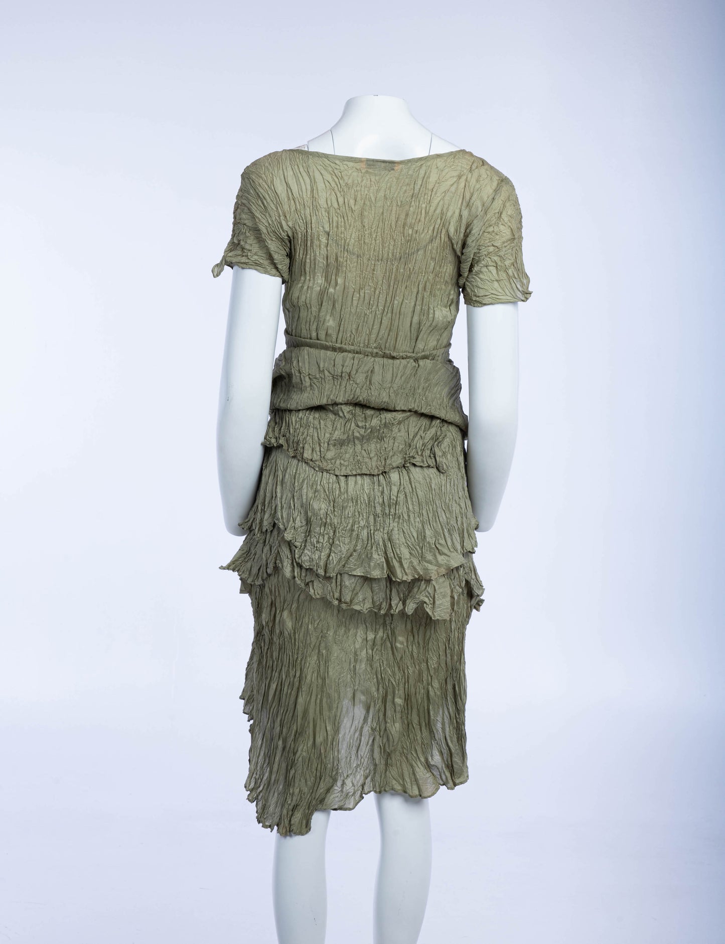 Holly Lueders Sage Green Crinkle Silk Layered 'Caryatid' Set