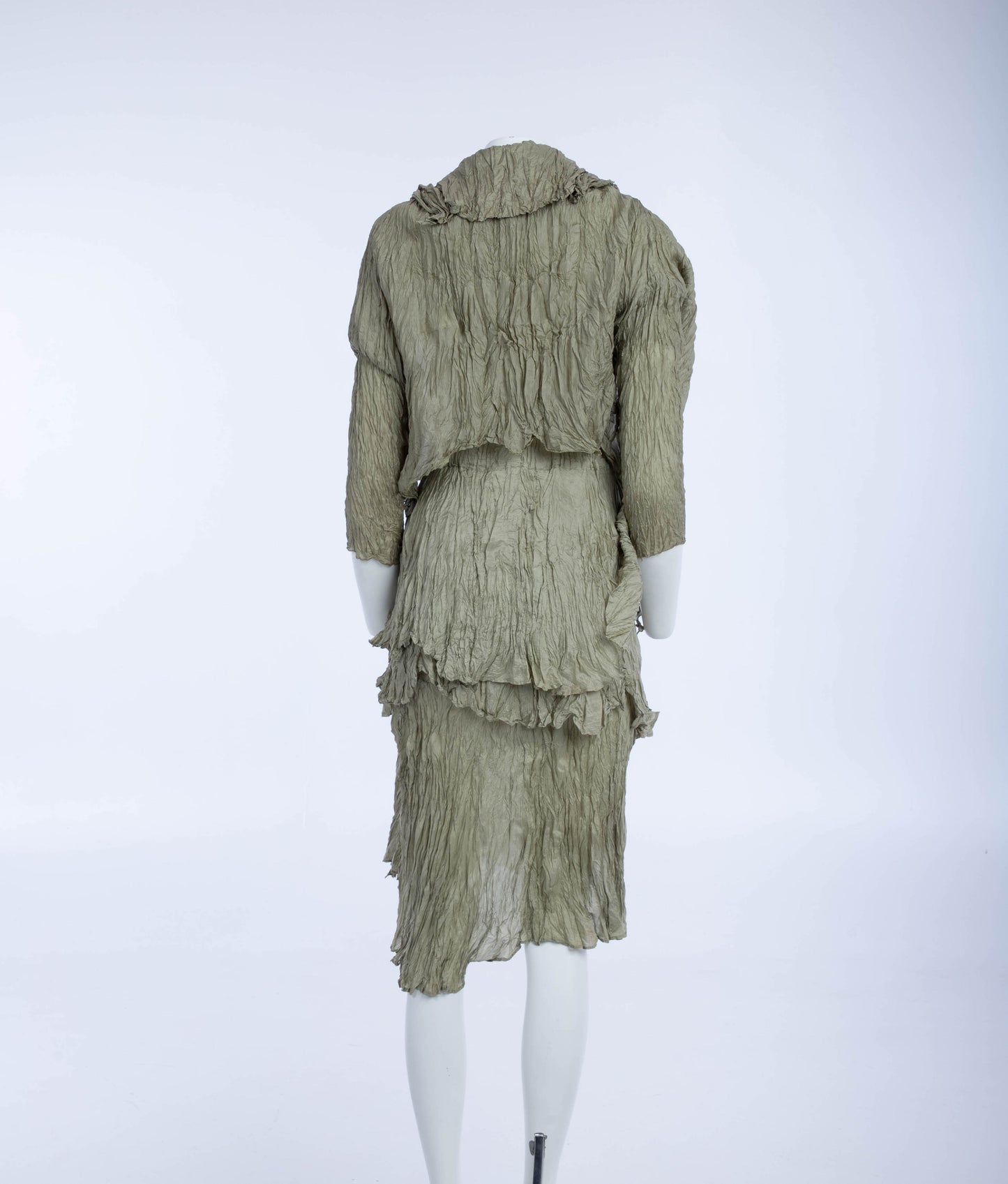 Holly Lueders Sage Green Crinkle Silk Layered 'Caryatid' Set