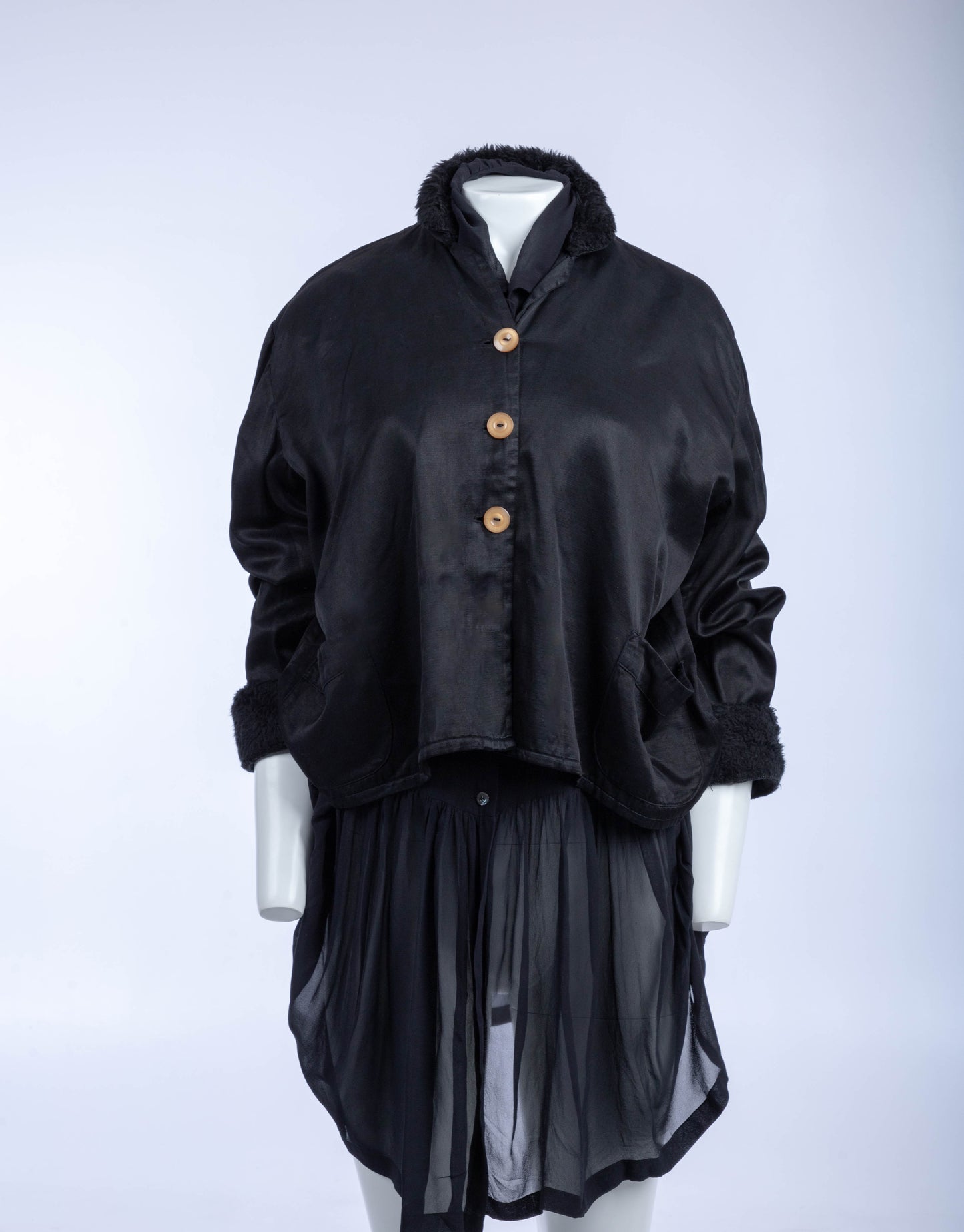 Geoffrey B Small Black Satin Jacket, Boston Era