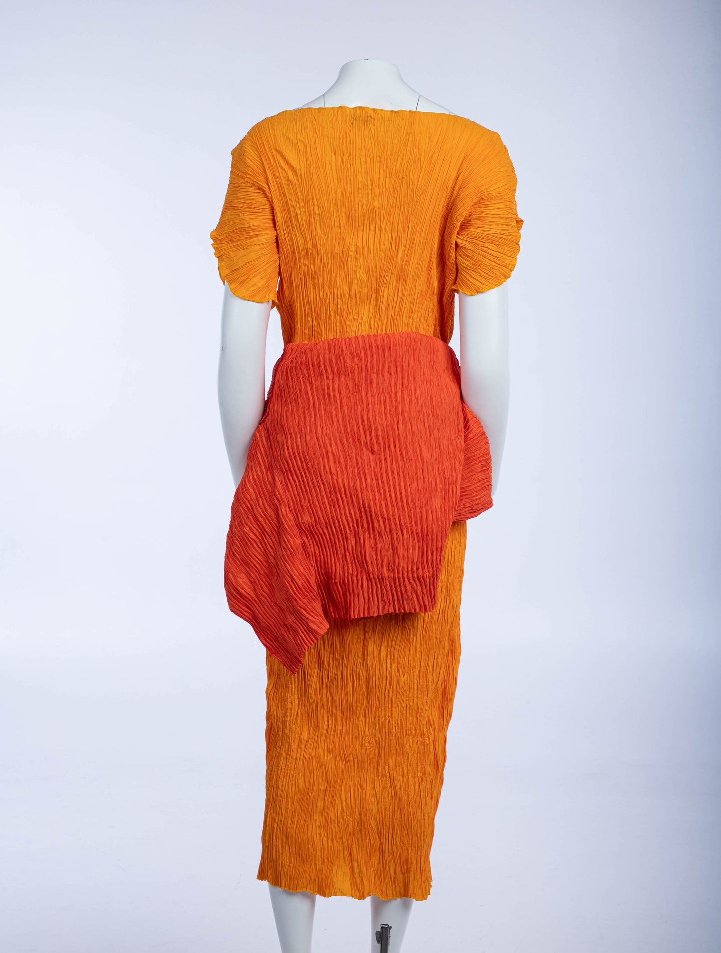 Leiko Bright Yellow and Orange Pleated Two Piece
