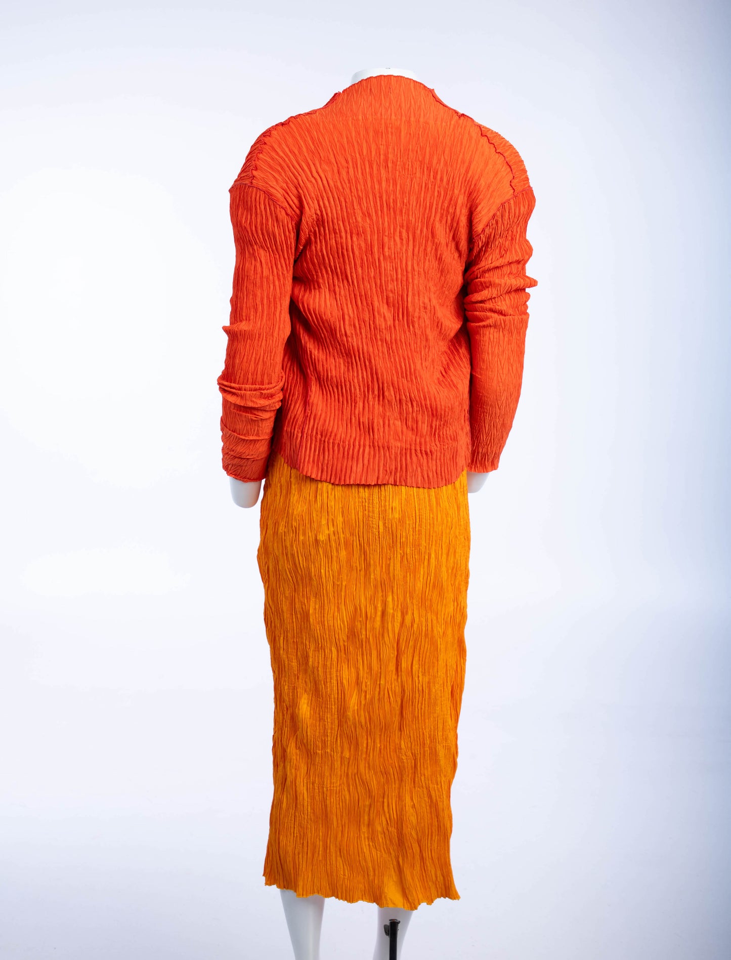Leiko Bright Yellow and Orange Pleated Two Piece