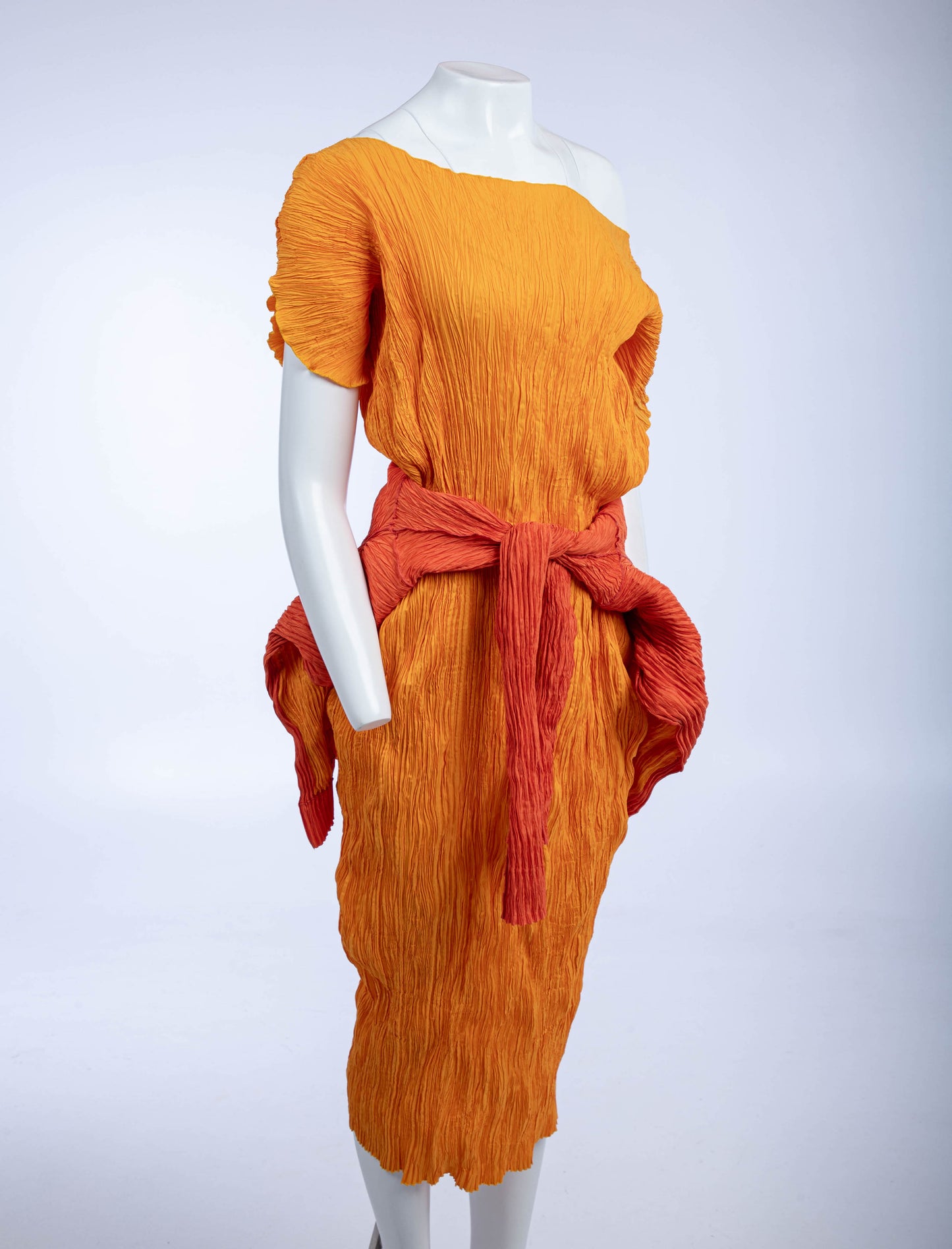Leiko Bright Yellow and Orange Pleated Two Piece