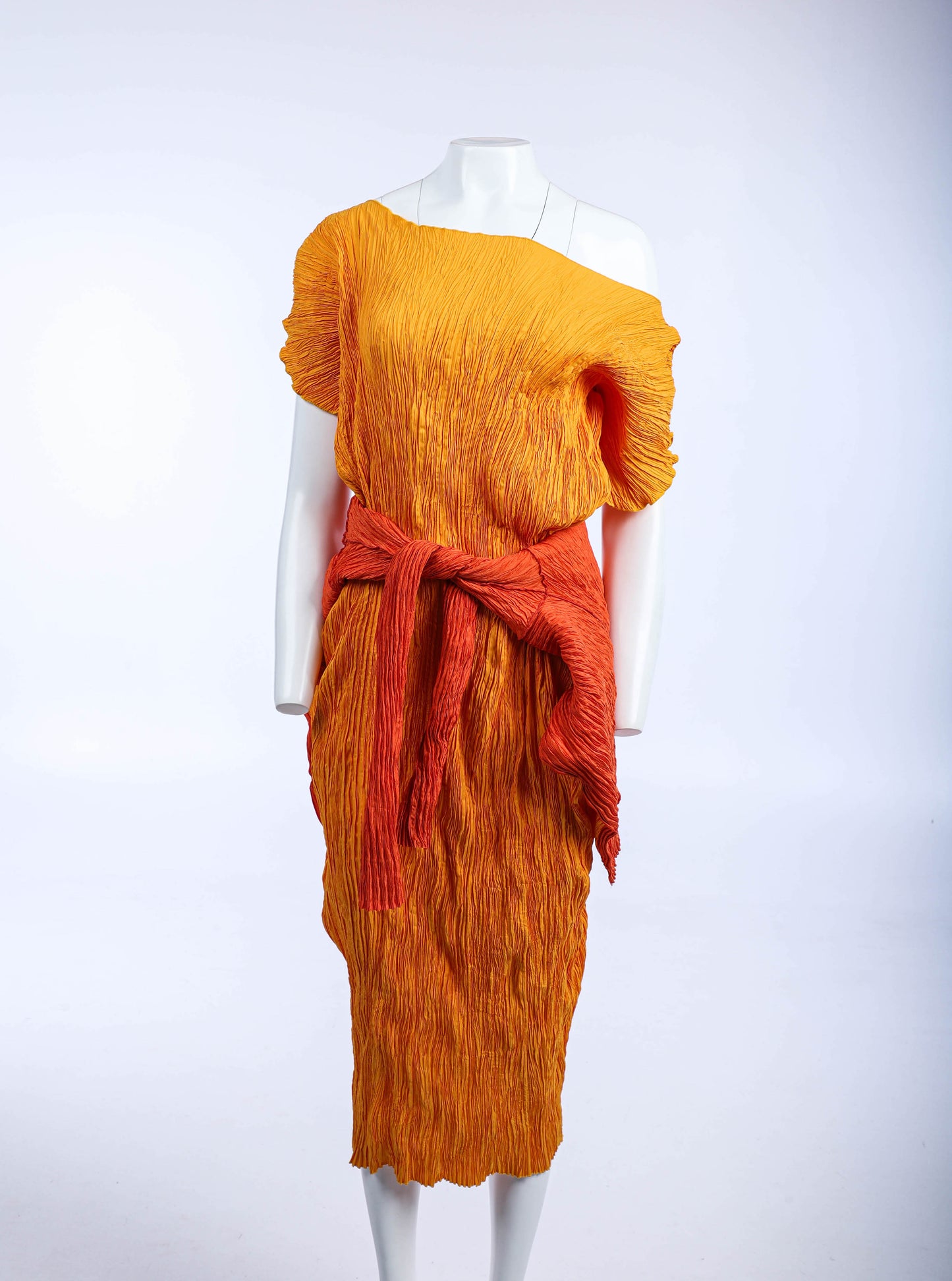 Leiko Bright Yellow and Orange Pleated Two Piece