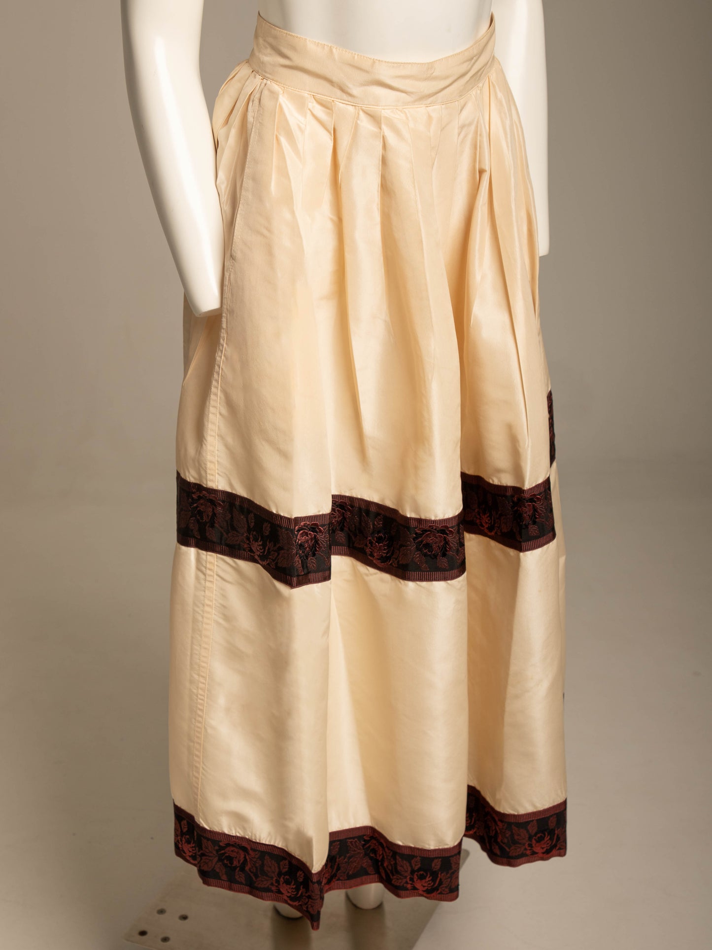 Workers for Freedom Cream Silk Taffeta Skirt with Ribbon Detail