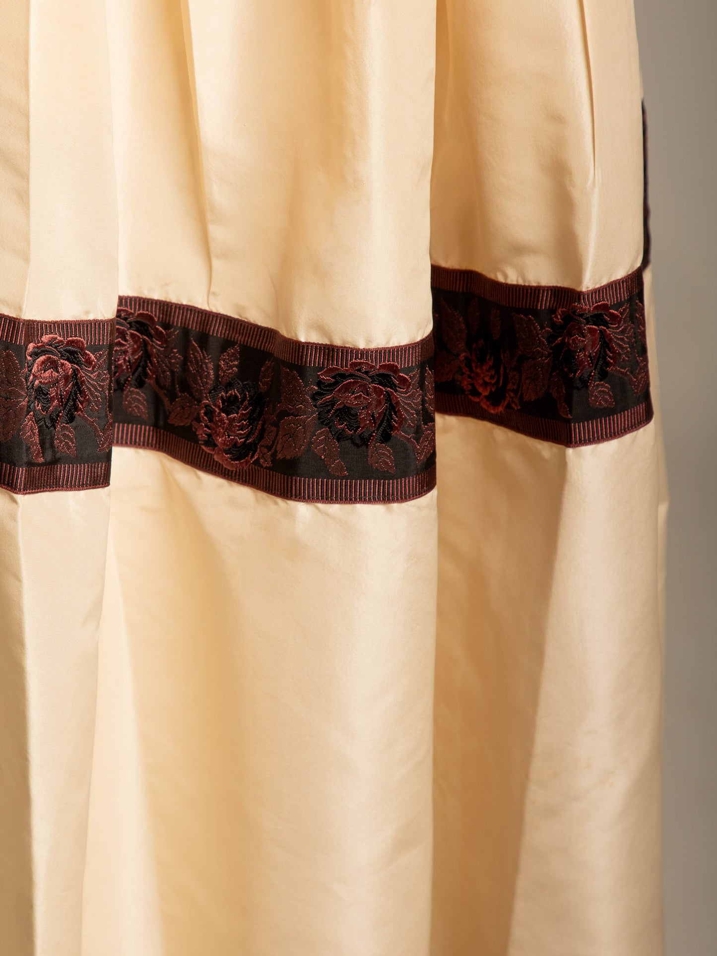 Workers for Freedom Cream Silk Taffeta Skirt with Ribbon Detail