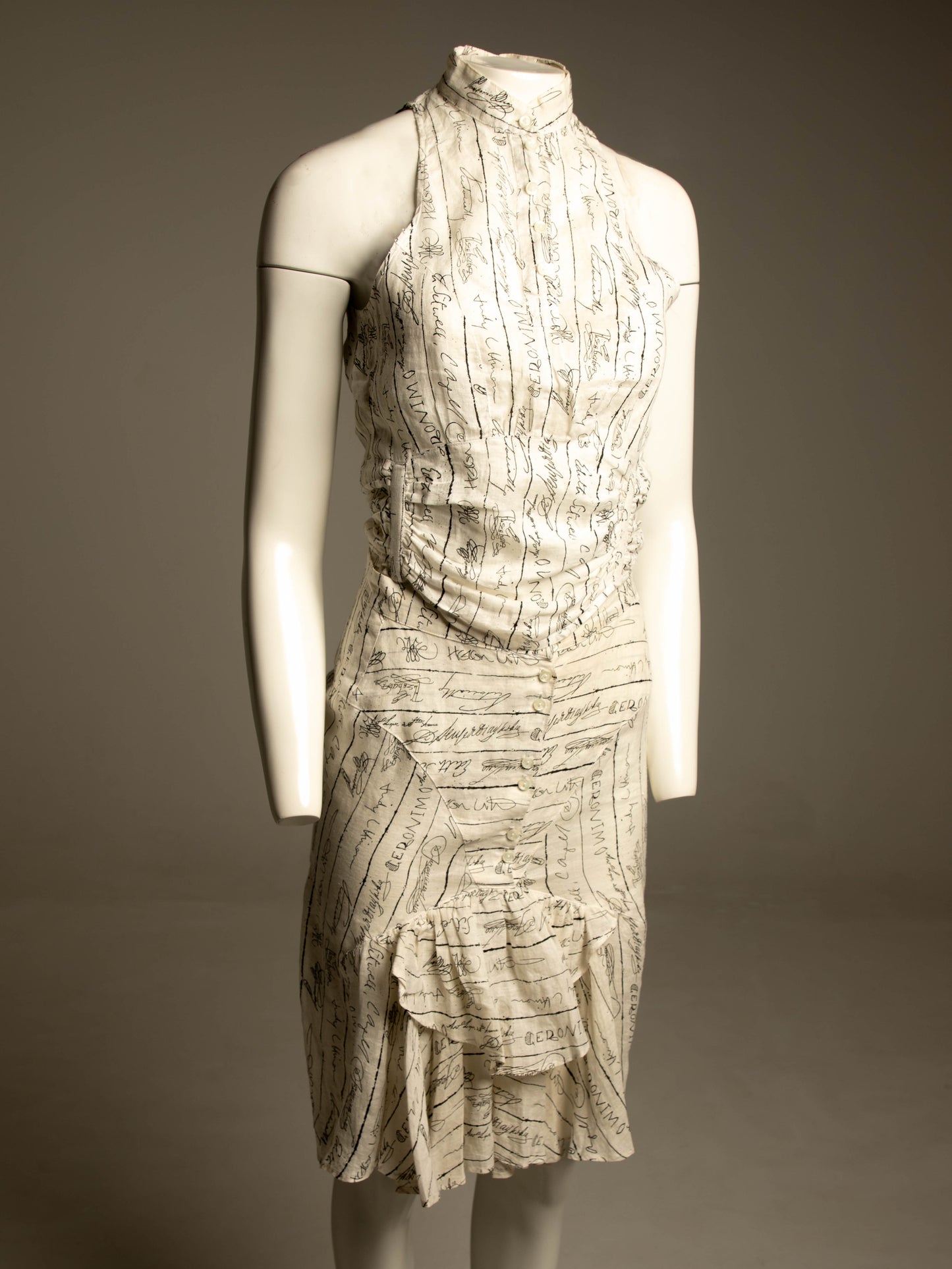 English Eccentrics 1985 'Signature' Print Linen Skirt Set