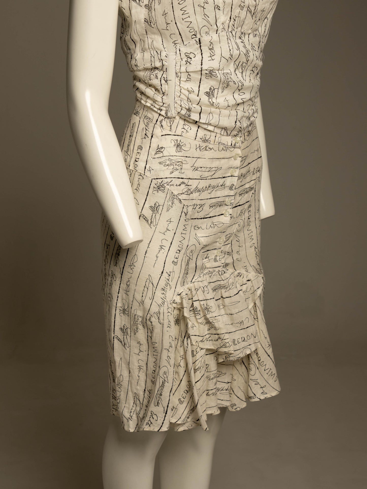 English Eccentrics 1985 'Signature' Print Linen Skirt Set