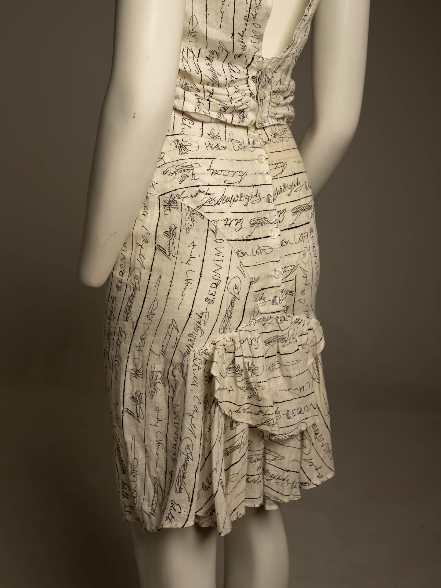 English Eccentrics 1985 'Signature' Print Linen Skirt Set