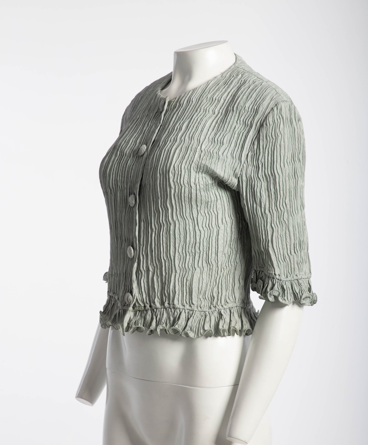 Giorgio Armani S/S 1988 Pale Blue Plissé Blouse