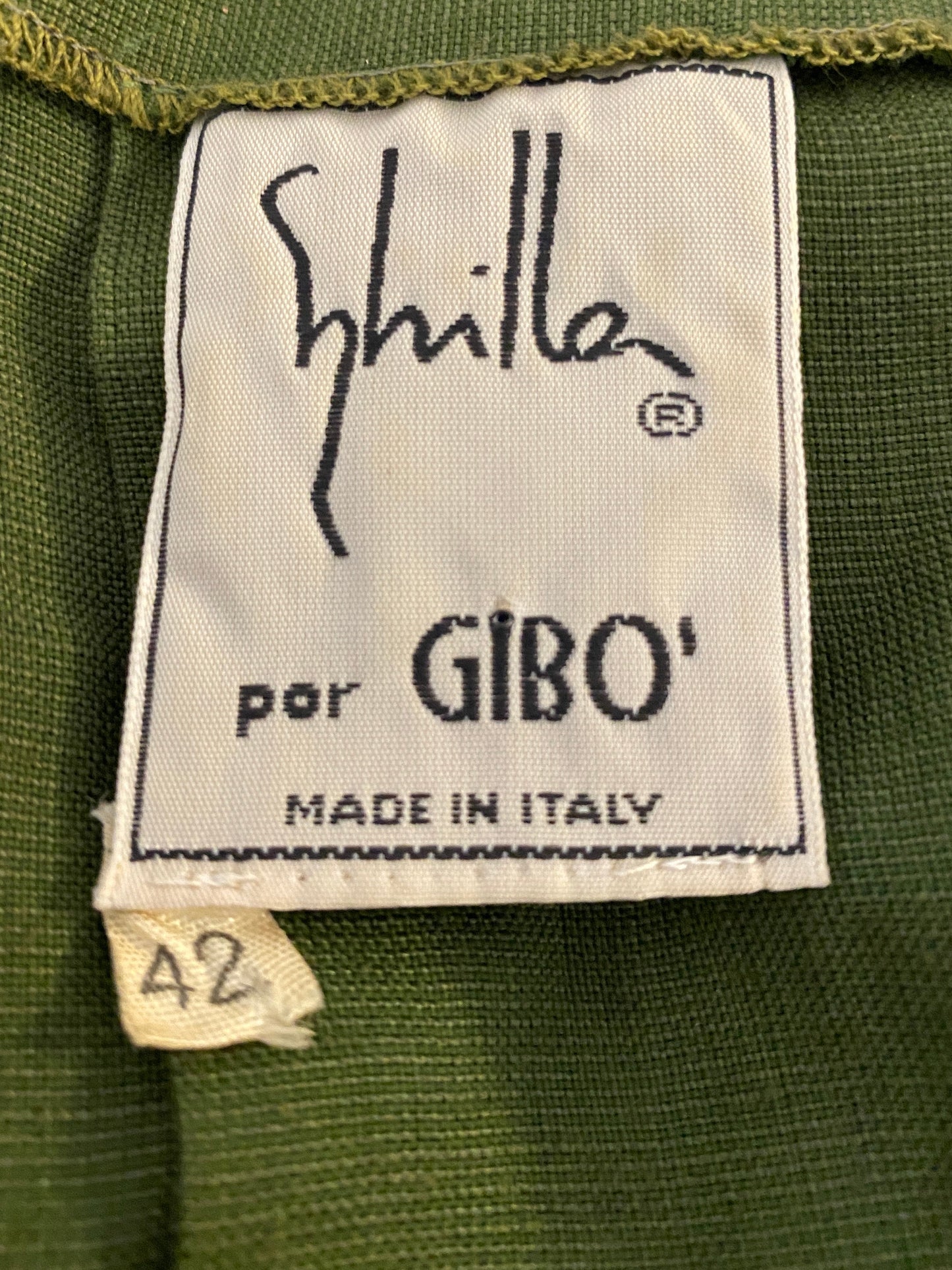 Sybilla Por Gibo Green Linen Dress Circa 80s