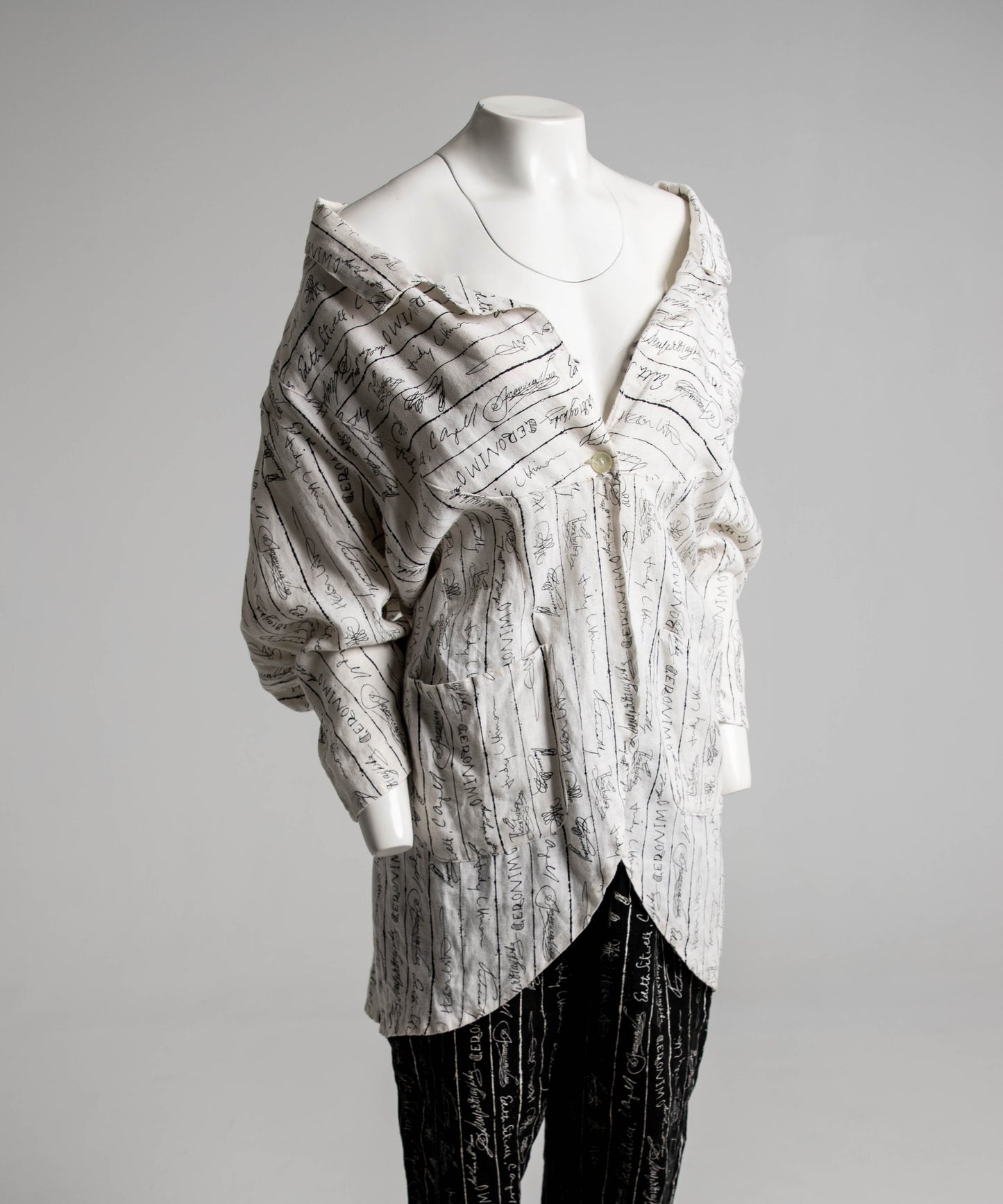 English Eccentrics 1986 'Signature' Print White Linen Jacket