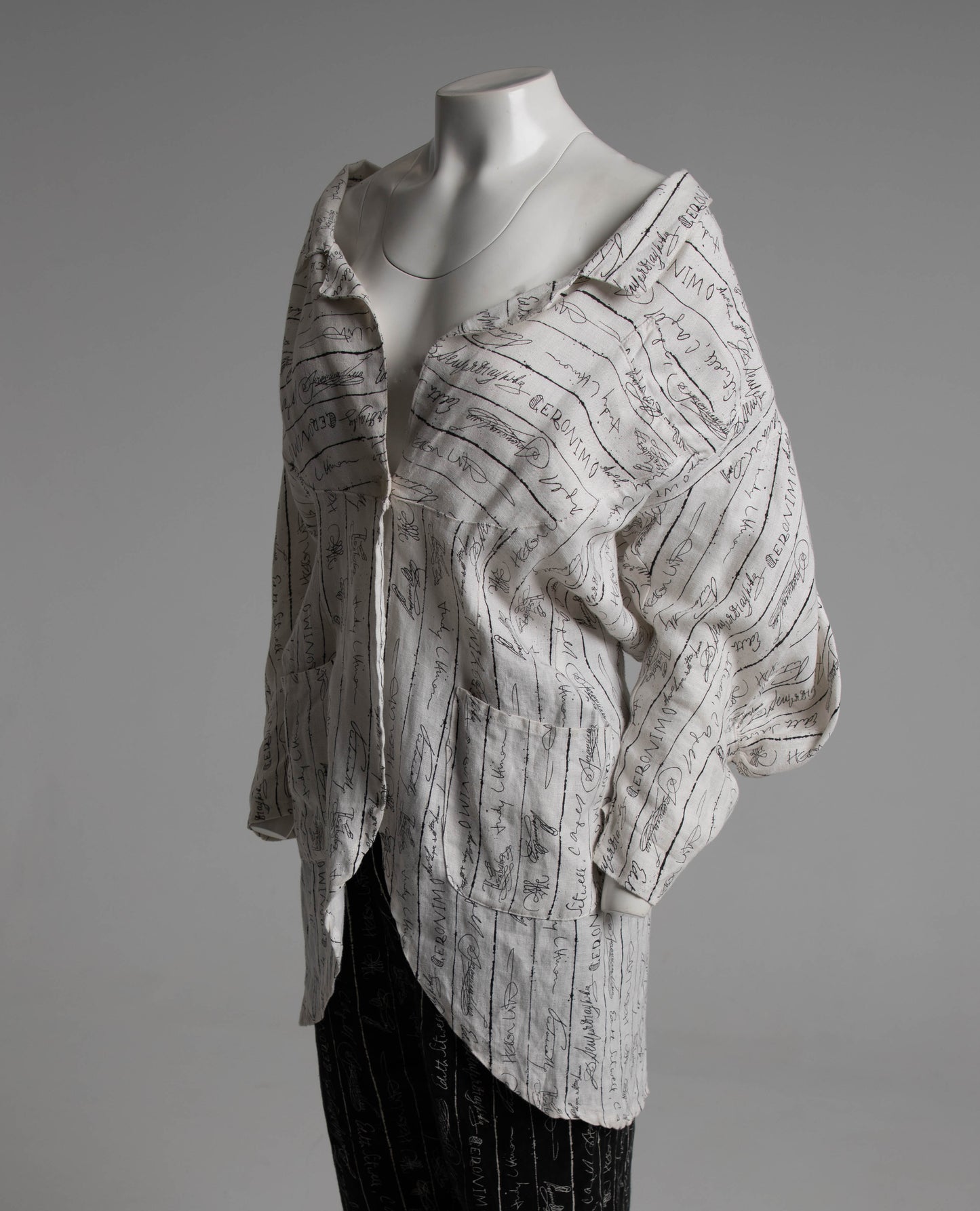 English Eccentrics 1986 'Signature' Print White Linen Jacket