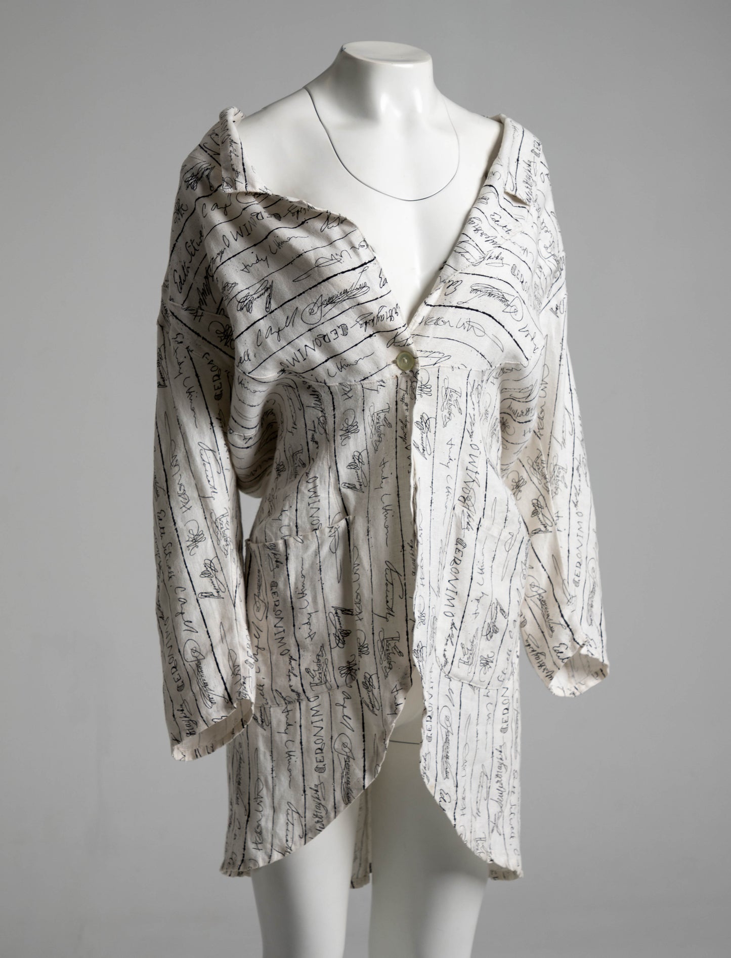 English Eccentrics 1986 'Signature' Print White Linen Jacket