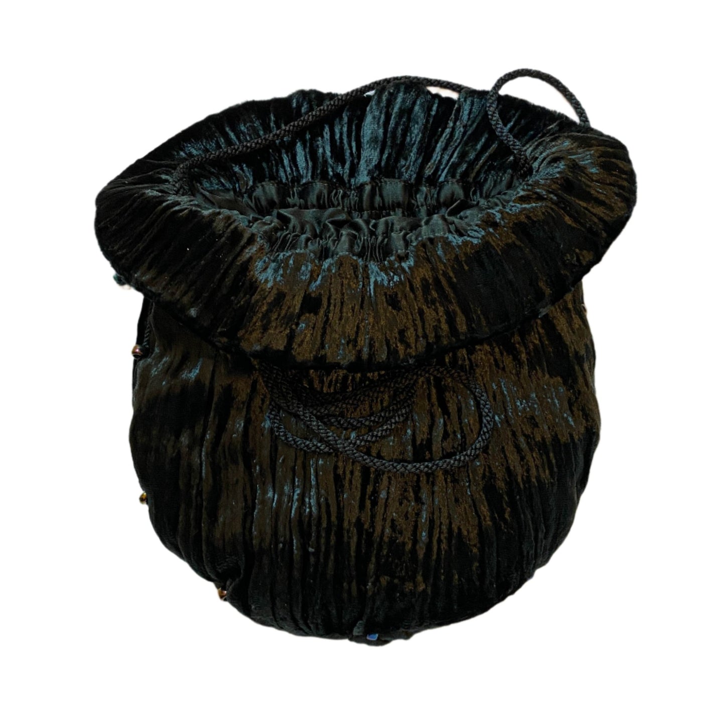 Fortuny Venetia Studium Dark Green Velvet Plissé Pouch