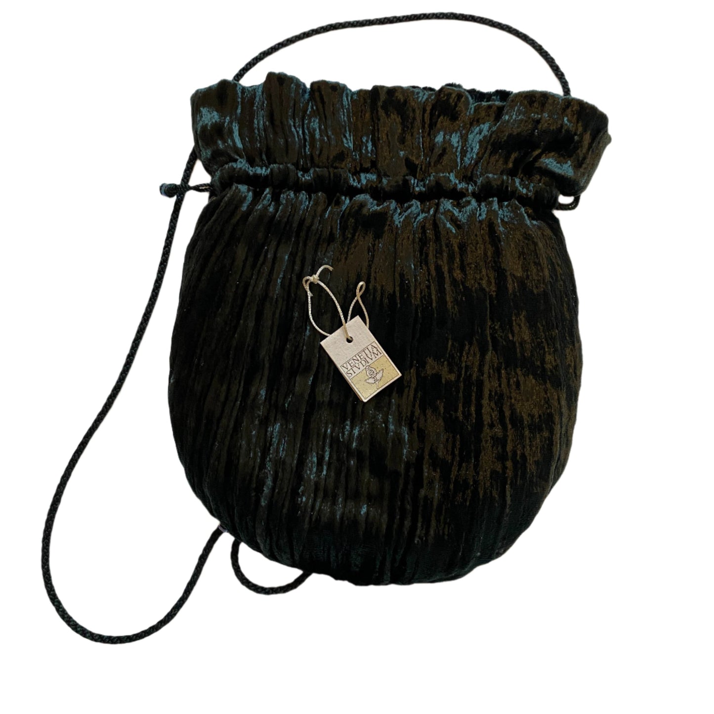 Fortuny Venetia Studium Dark Green Velvet Plissé Pouch