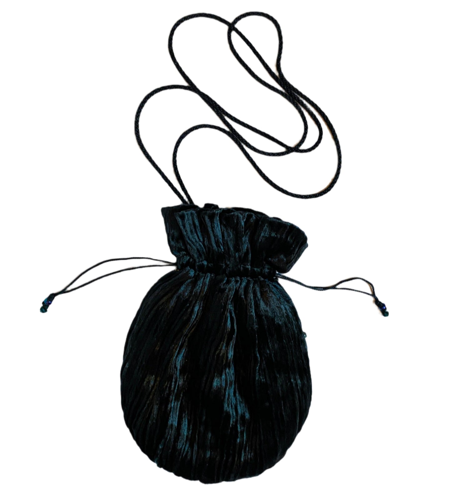 Fortuny Venetia Studium Dark Green Velvet Plissé Pouch