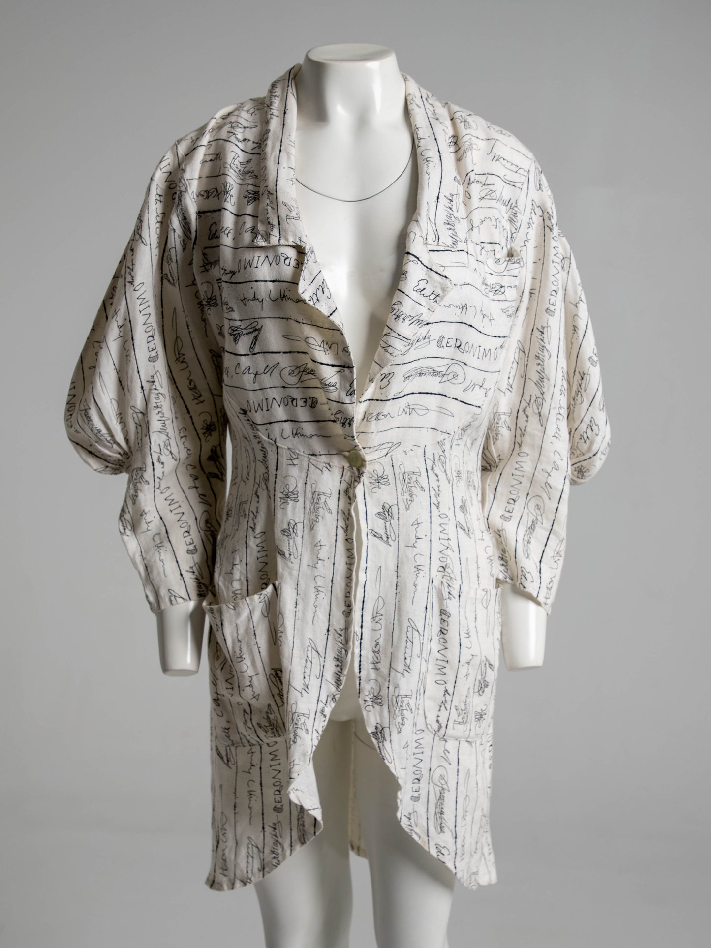 English Eccentrics 1986 'Signature' Print White Linen Jacket
