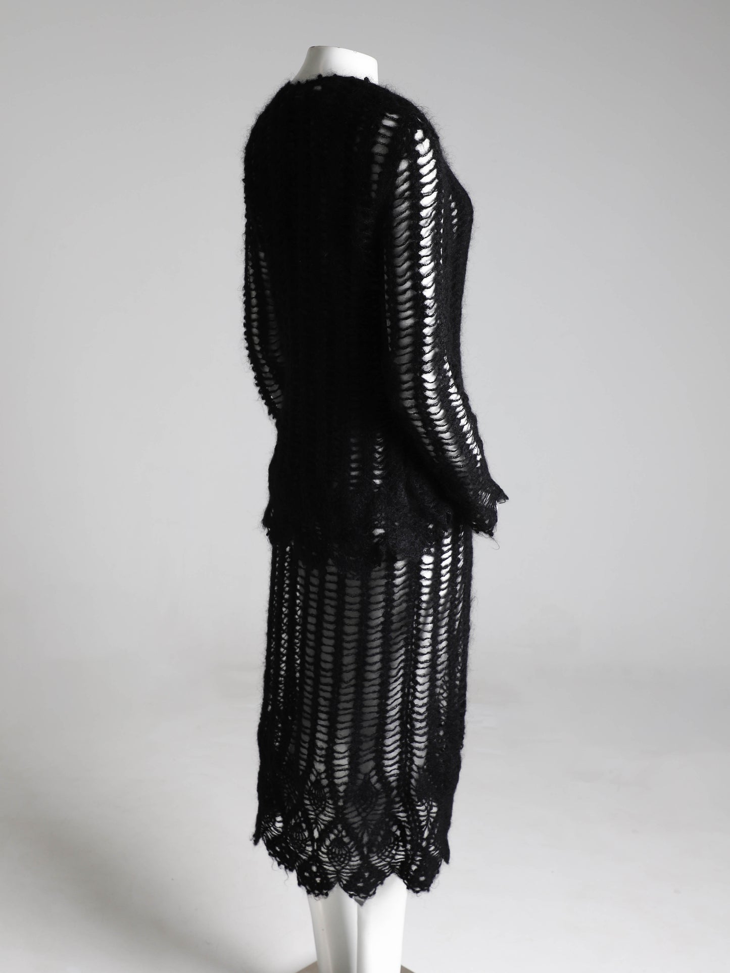 Madame Nicole Mitsuhiro Matsuda Black Open Knit Wool Ensemble