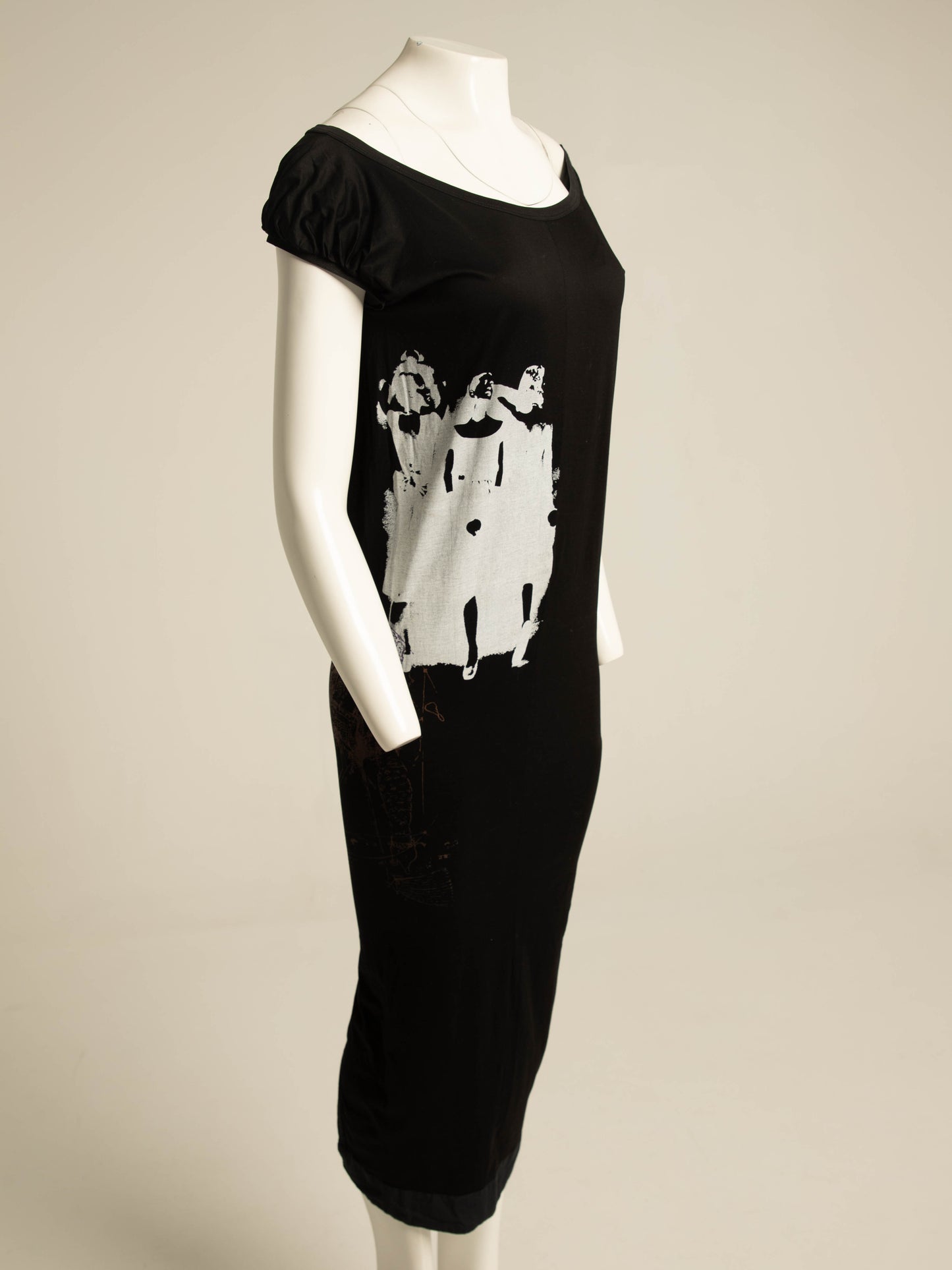 Richmond Cornejo Long Black Dress with Print Circa 80s