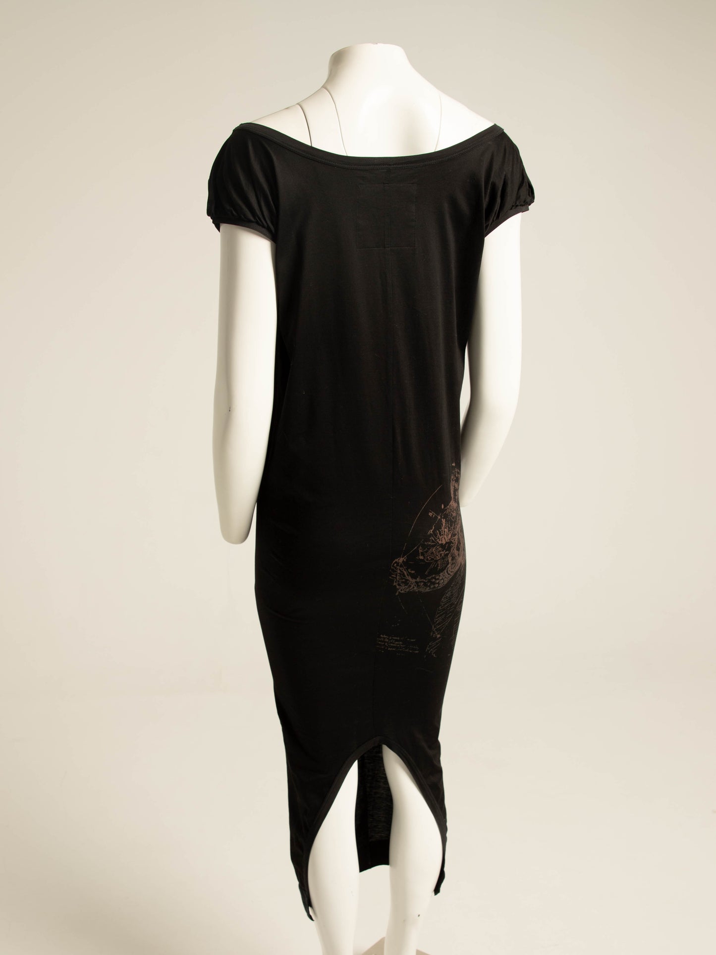 Richmond Cornejo Long Black Dress with Print Circa 80s