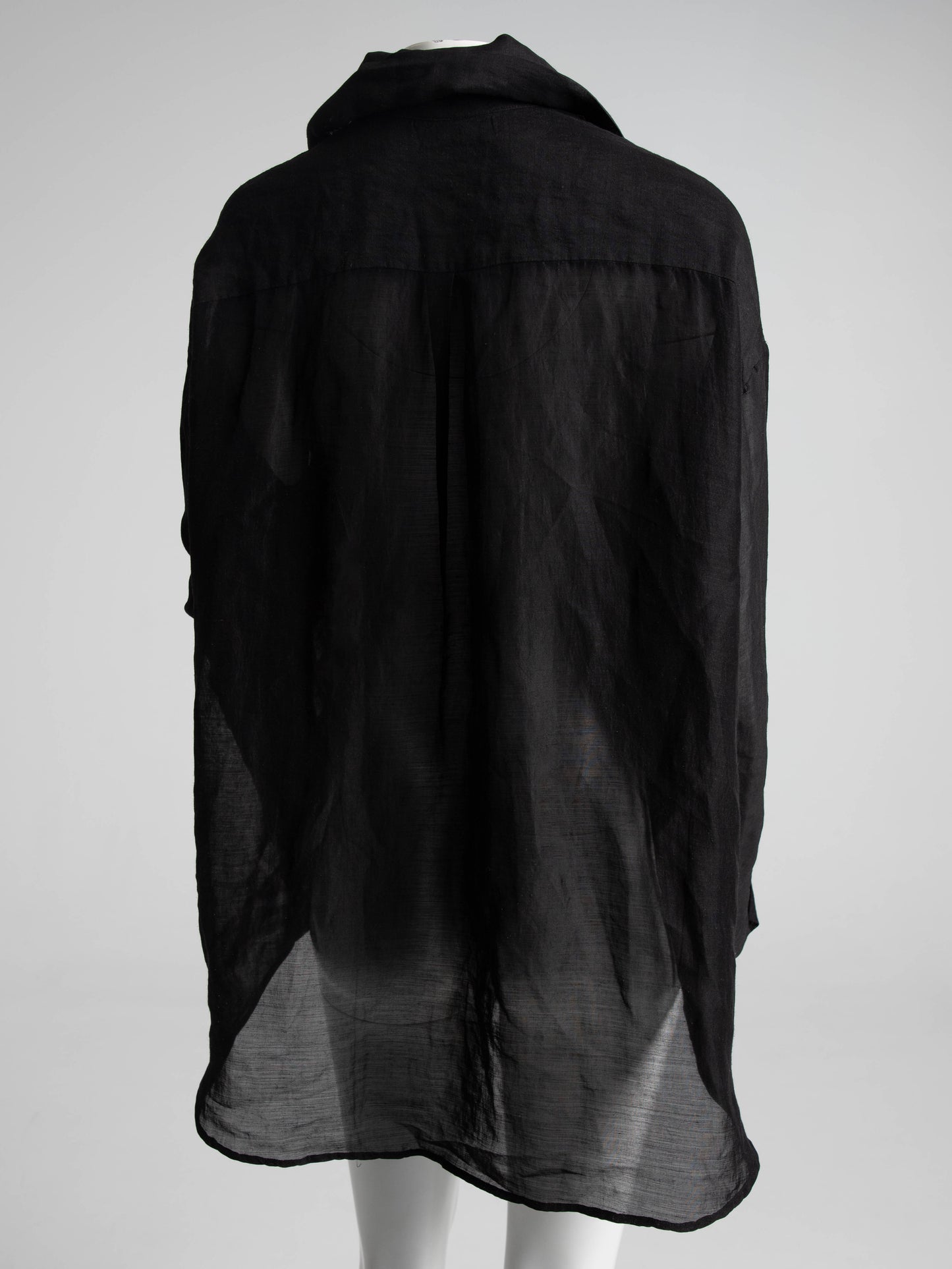 Romeo Gigli G Gigli Black Linen Shirt with Long Collar