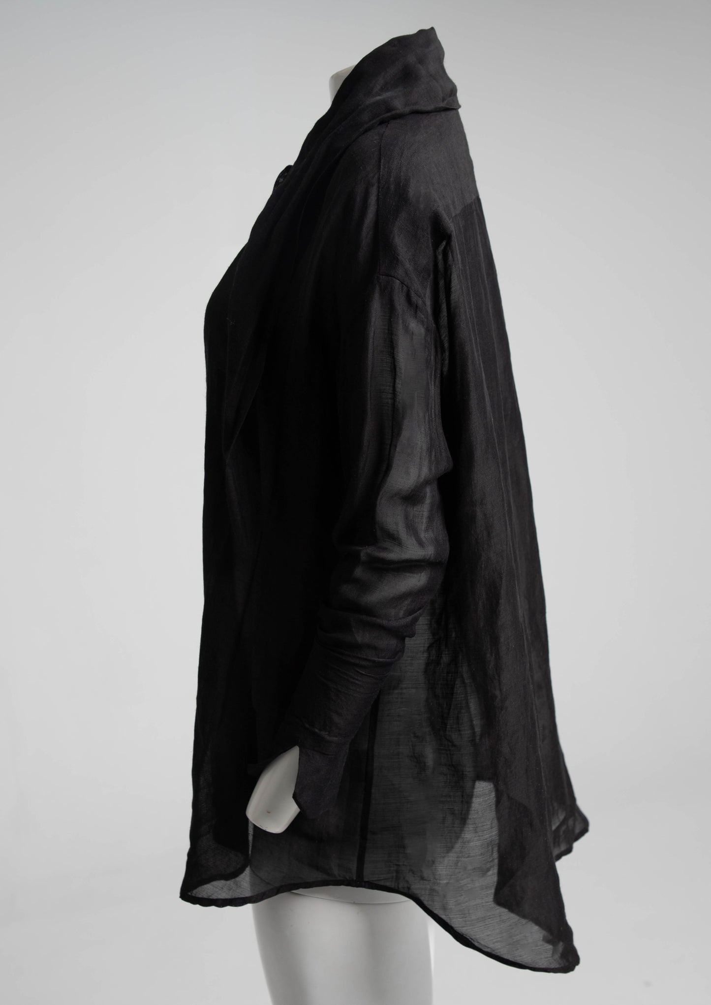 Romeo Gigli G Gigli Black Linen Shirt with Long Collar