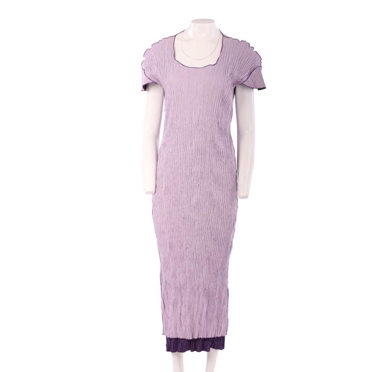 Leiko Double Layer Reversible Purple Pleated Dress