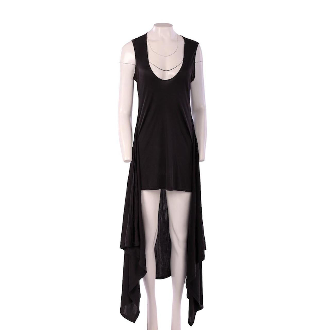 Puck & Hans Black Silk Jersey Draped Waist Dress