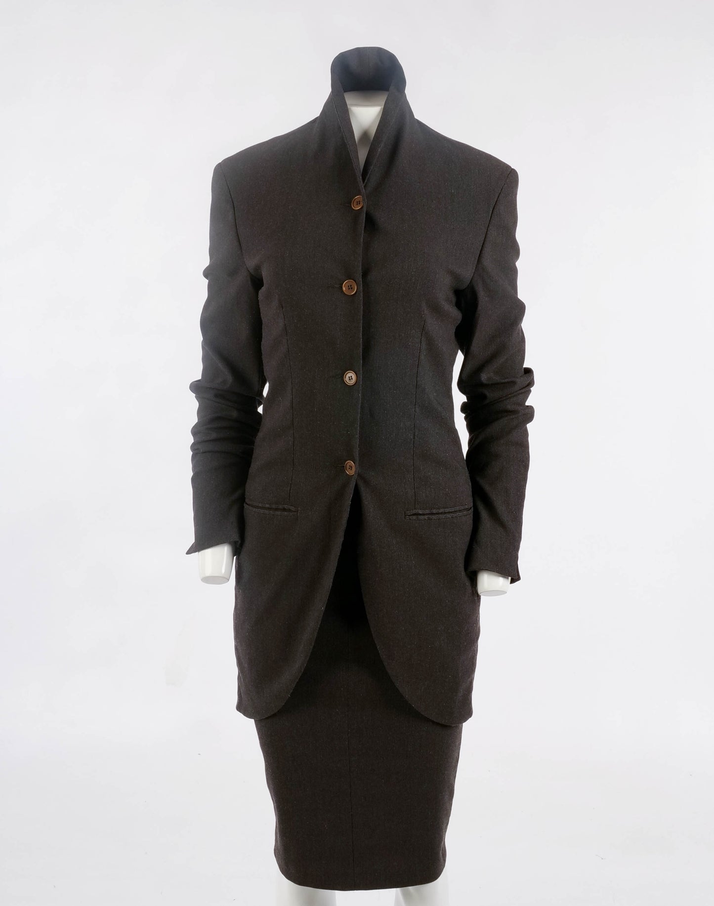 Romeo Gigli A/W 1987 Dark Grey Wool Skirt Suit