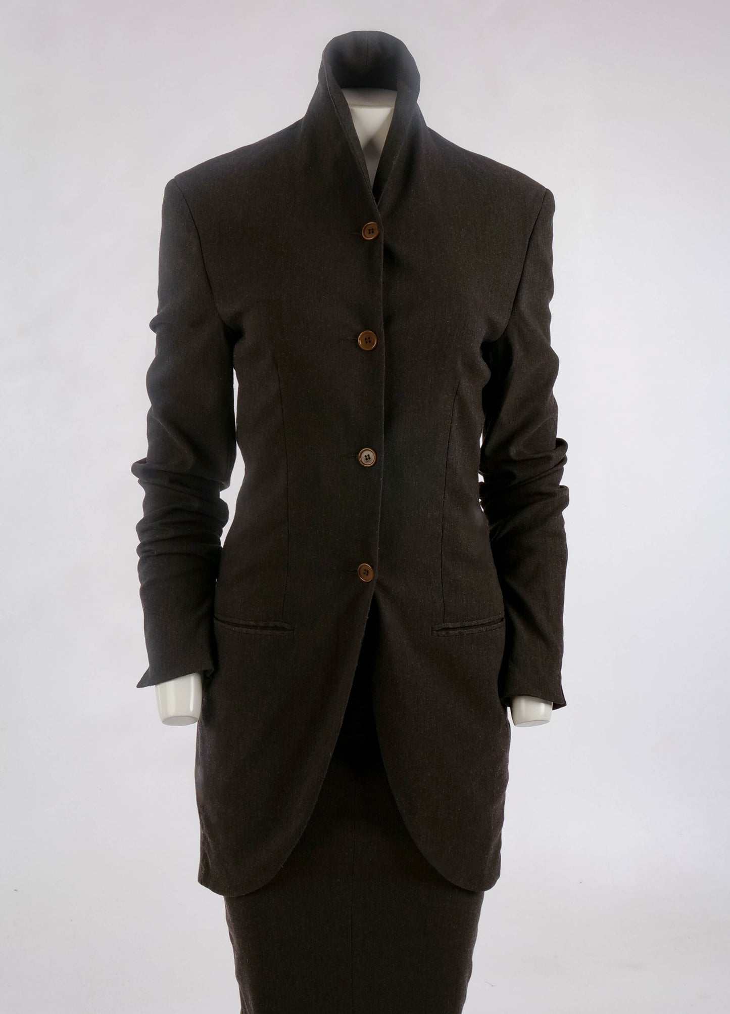 Romeo Gigli A/W 1987 Dark Grey Wool Skirt Suit