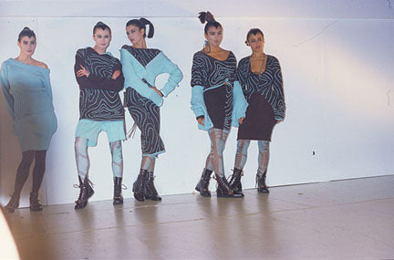 Richmond Cornejo Long Black Dress with Print Circa 80s