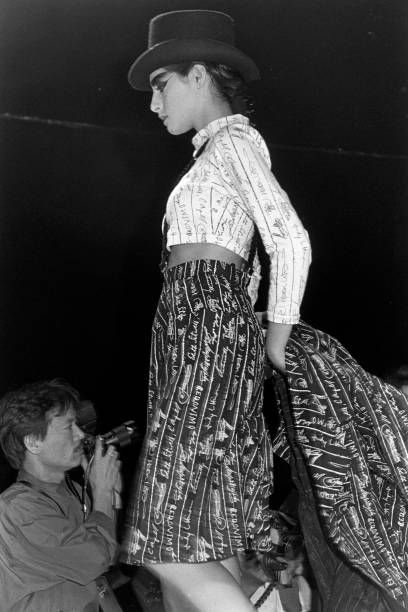 English Eccentrics 1985 'Signature' Print Linen Skirt Set