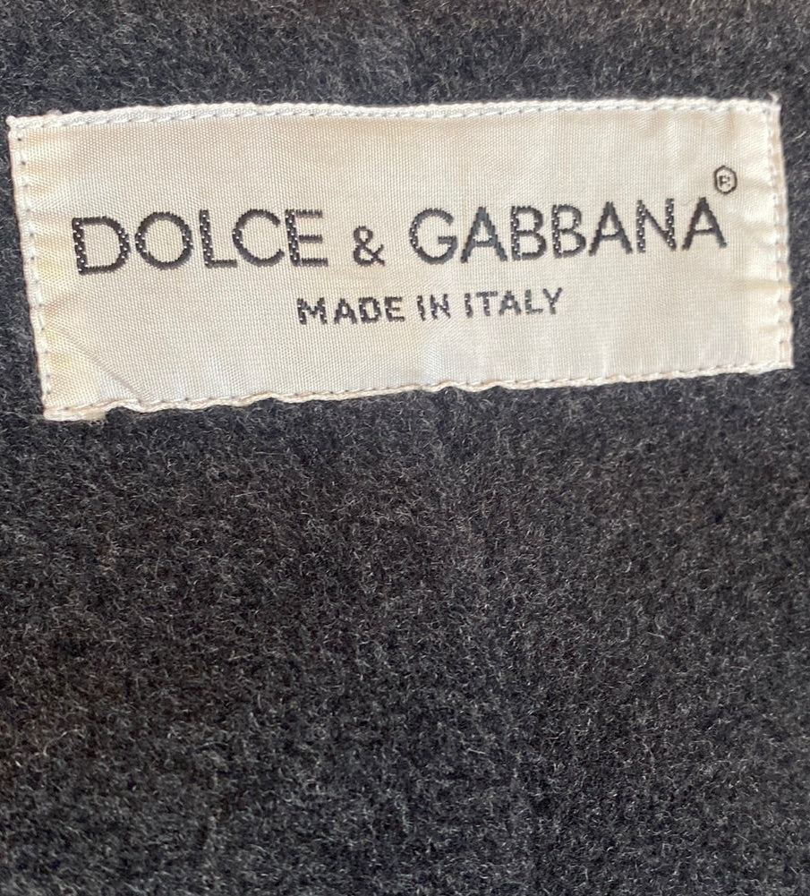 Dolce & Gabbana Grey Wool Cape Coat Circa 1980's