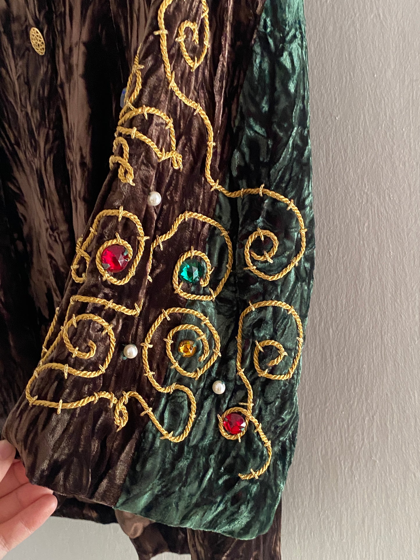 IDOL Velvet Jacket with Gold Embroidery Detail