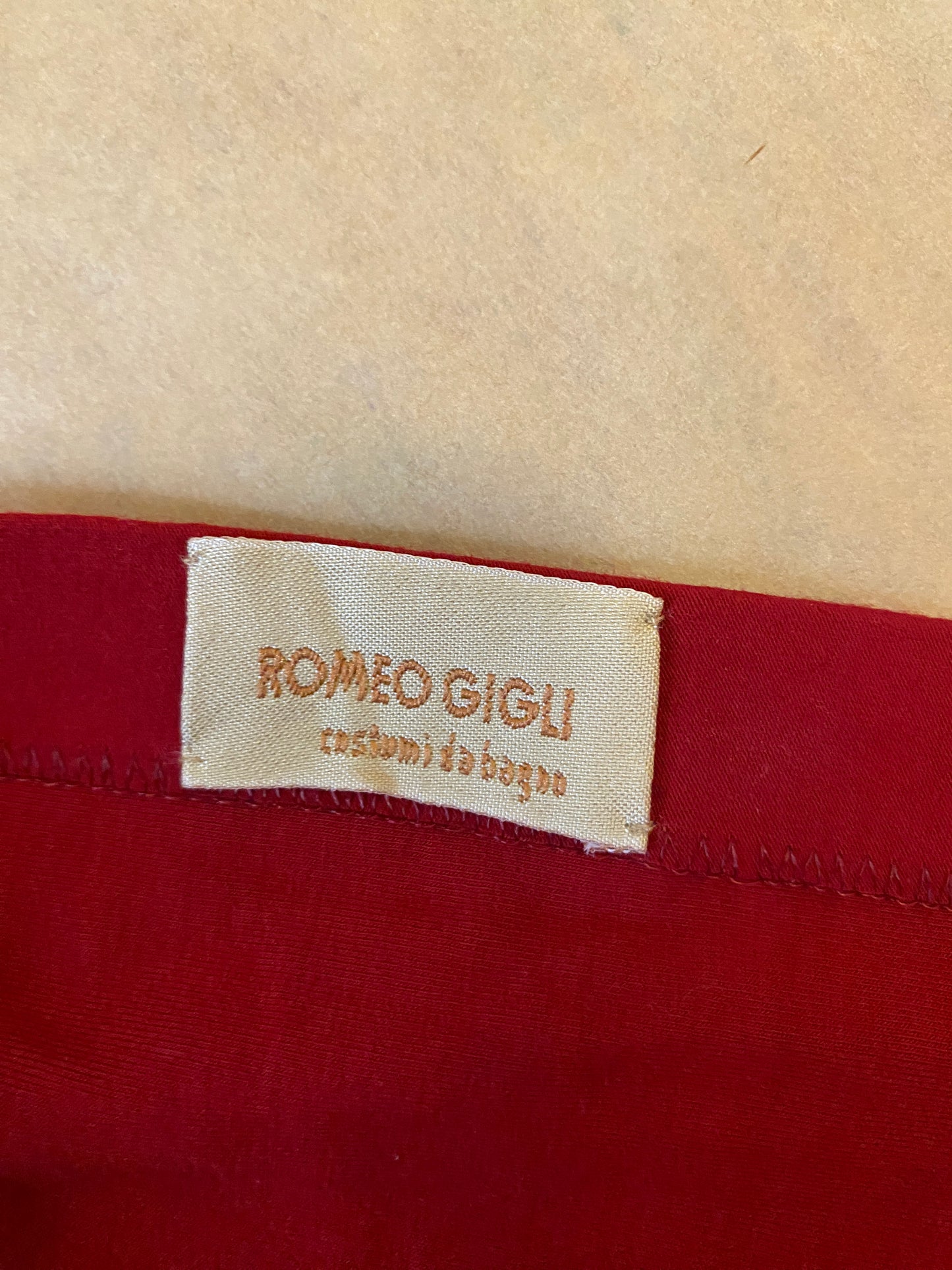 Romeo Gigli 1989 Red One Shoulder Swimsuit or Bodysuit