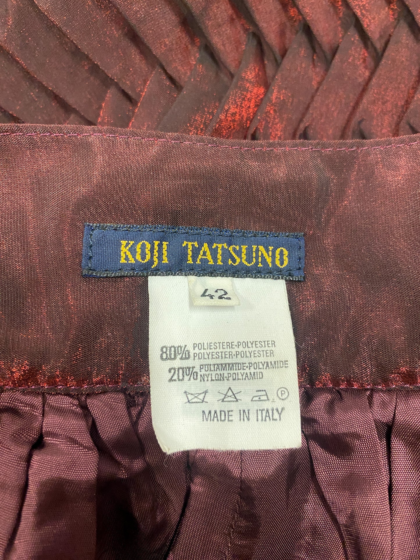 Koji Tatsuno A/W 1992 Iridescent Origami Pleated Skirt