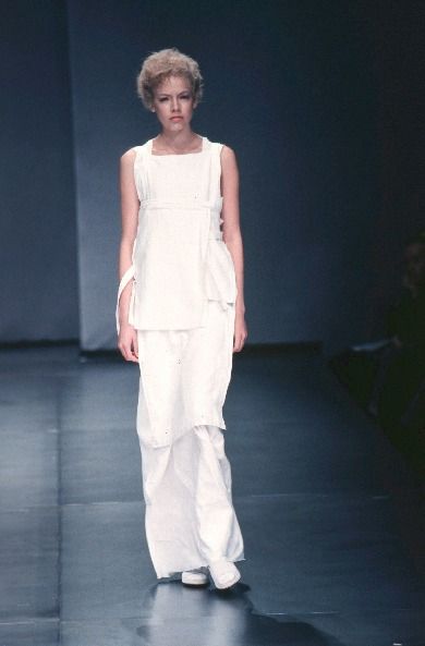 Atsuro Tayama S/S 1999 White Cotton Asymmetric Pinafore