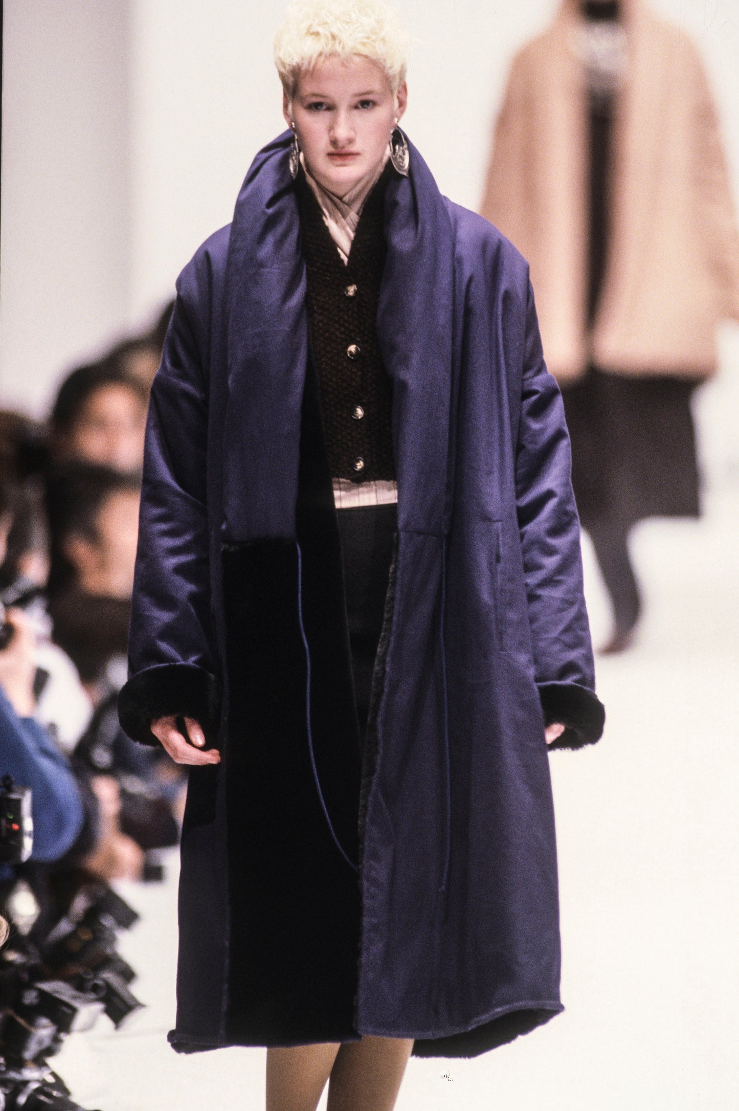 Callaghan by Romeo Gigli A/W 1987 Navy Coat with Faux Fur